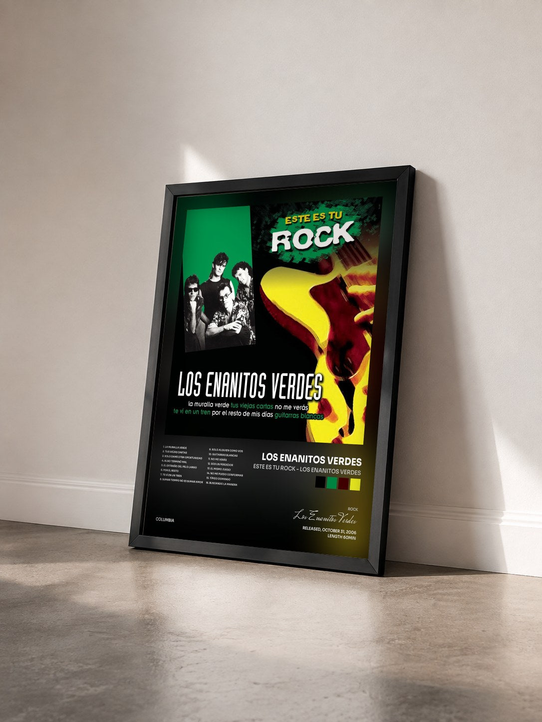 #noir Tableau de l'album Este Es Tu Rock - Los Enanitos Verdes de Los Enanitos Verdes vu de trois quarts, cadre noir