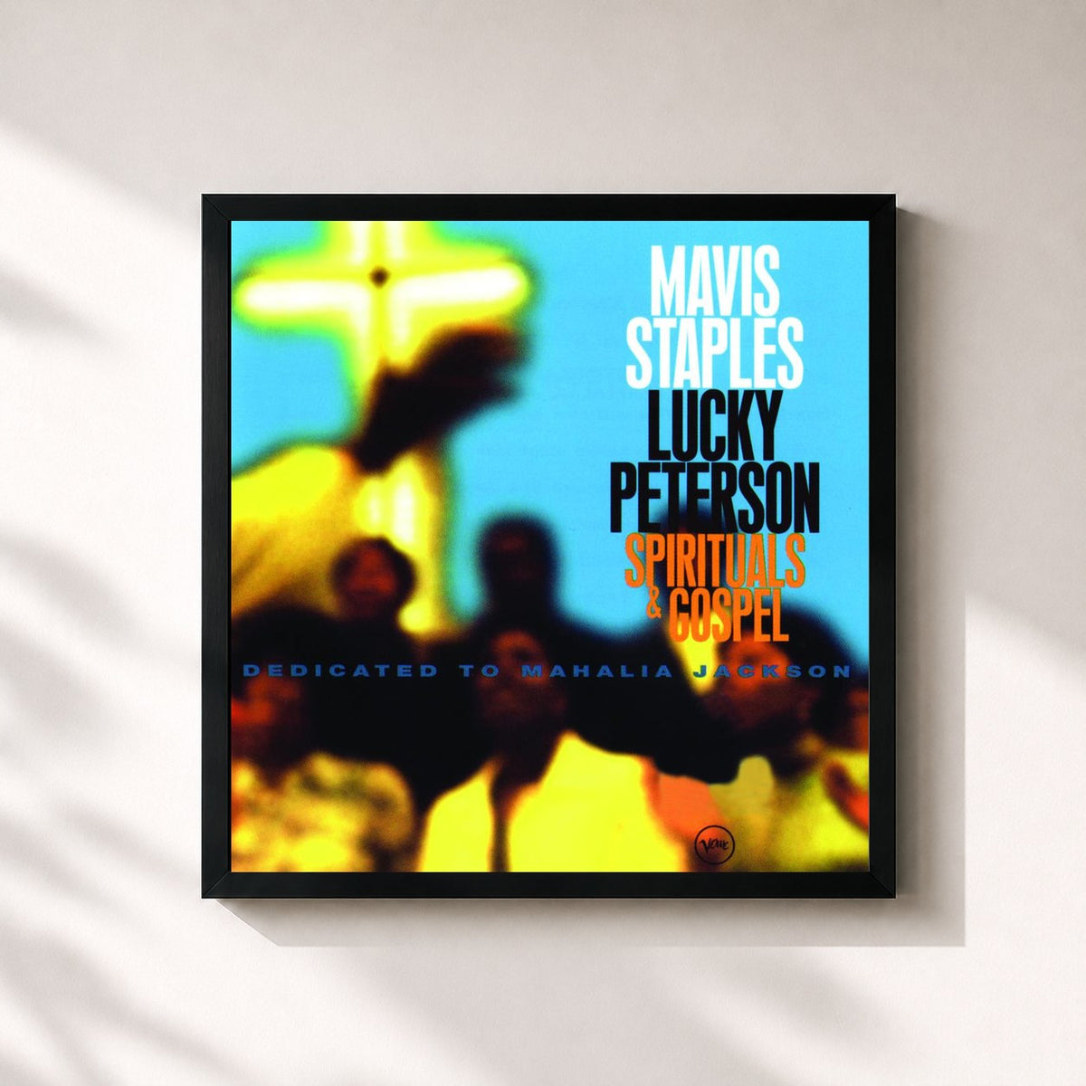 #noir Tableau carré de l'album Spirituals de Mavis Staples, cadre noir 32x32 cm