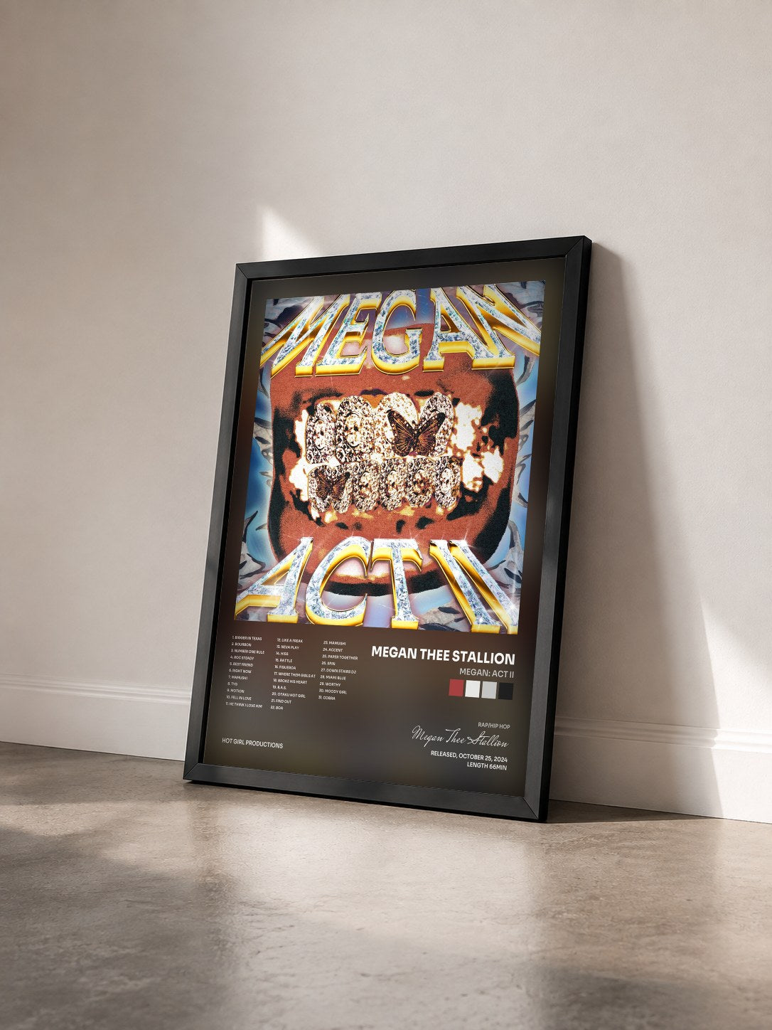 #noir Tableau de l'album MEGAN: ACT II de Megan Thee Stallion vu de trois quarts, cadre noir