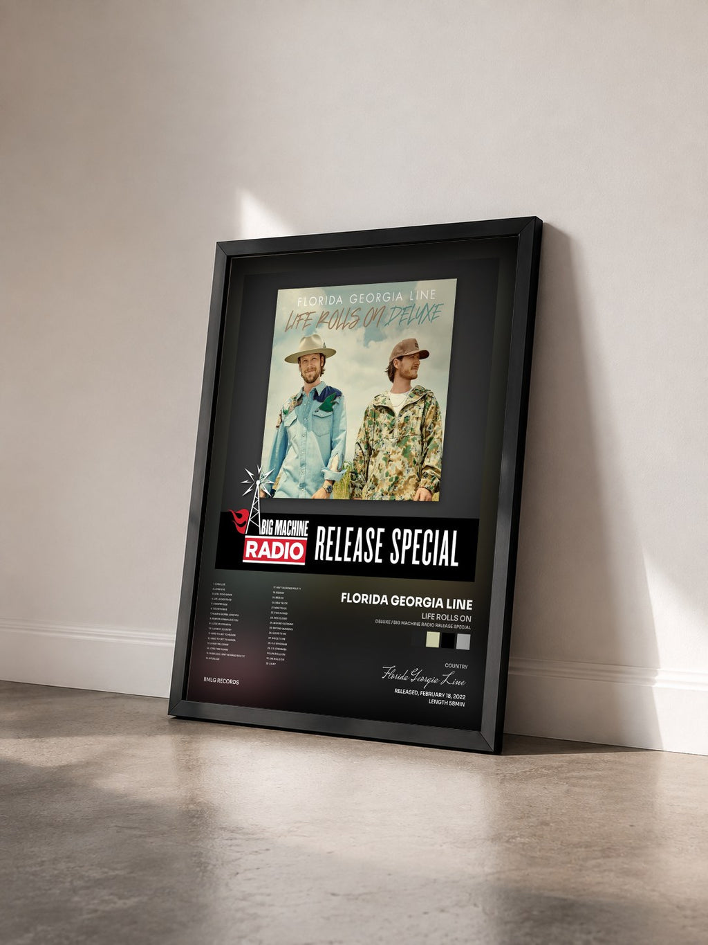 #noir Tableau de l'album Life Rolls On (Deluxe / Big Machine Radio Release Special) de Florida Georgia Line vu de trois quarts, cadre noir