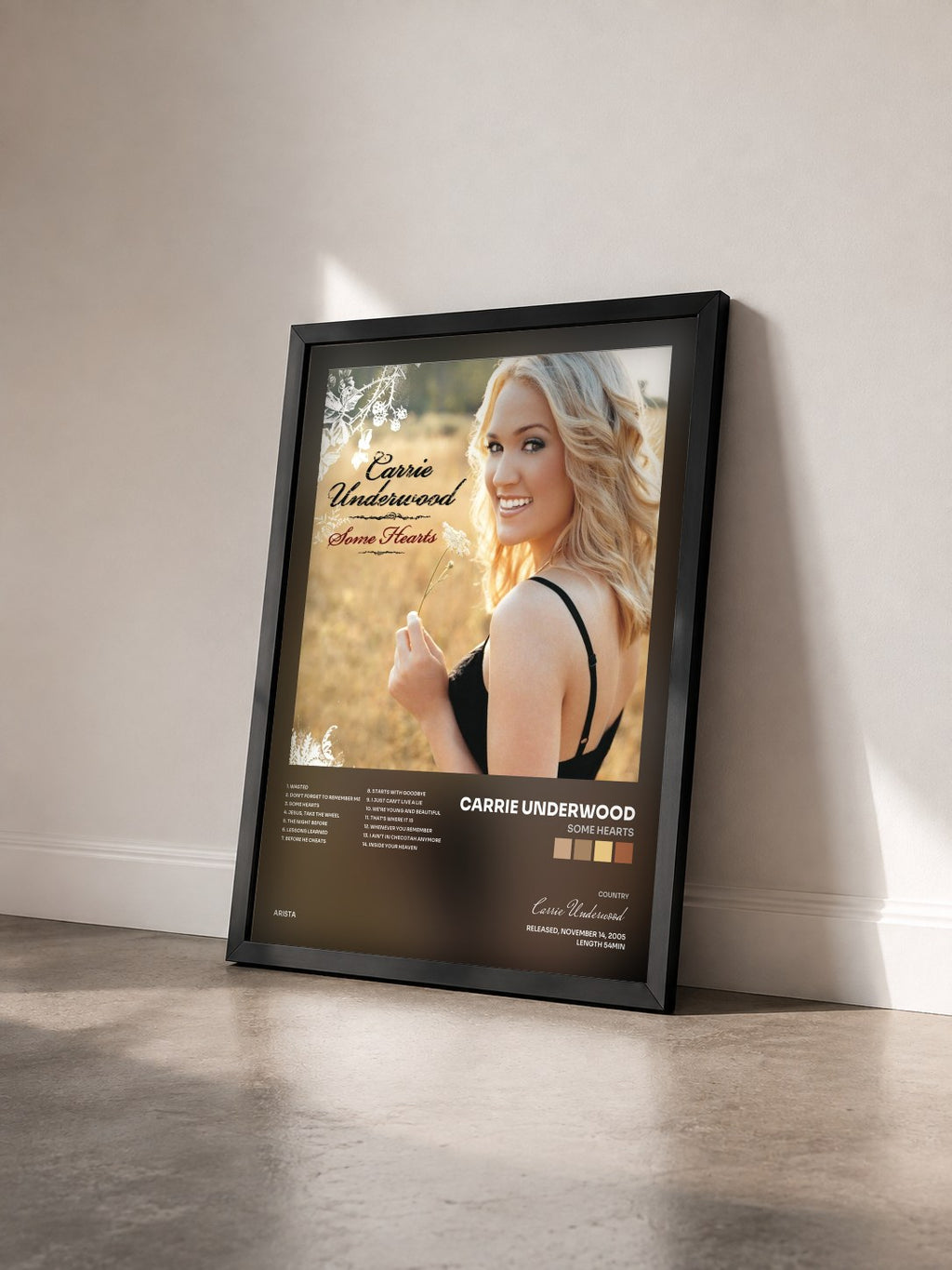 #noir Tableau de l'album Some Hearts de Carrie Underwood vu de trois quarts, cadre noir