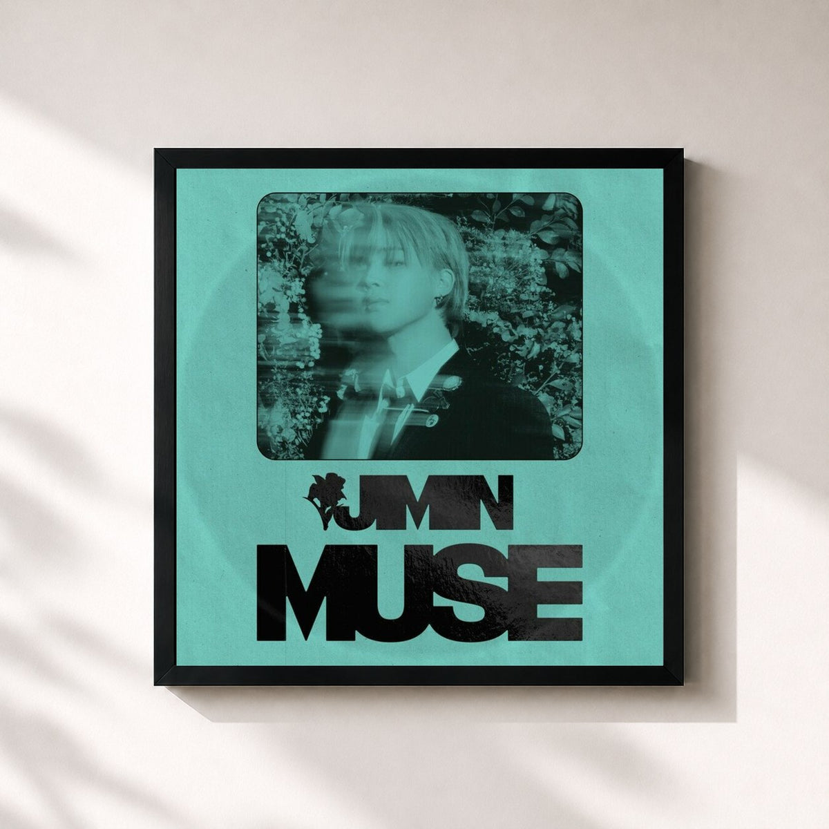 #noir Tableau carré de l'album MUSE de Jimin, cadre noir 32x32 cm