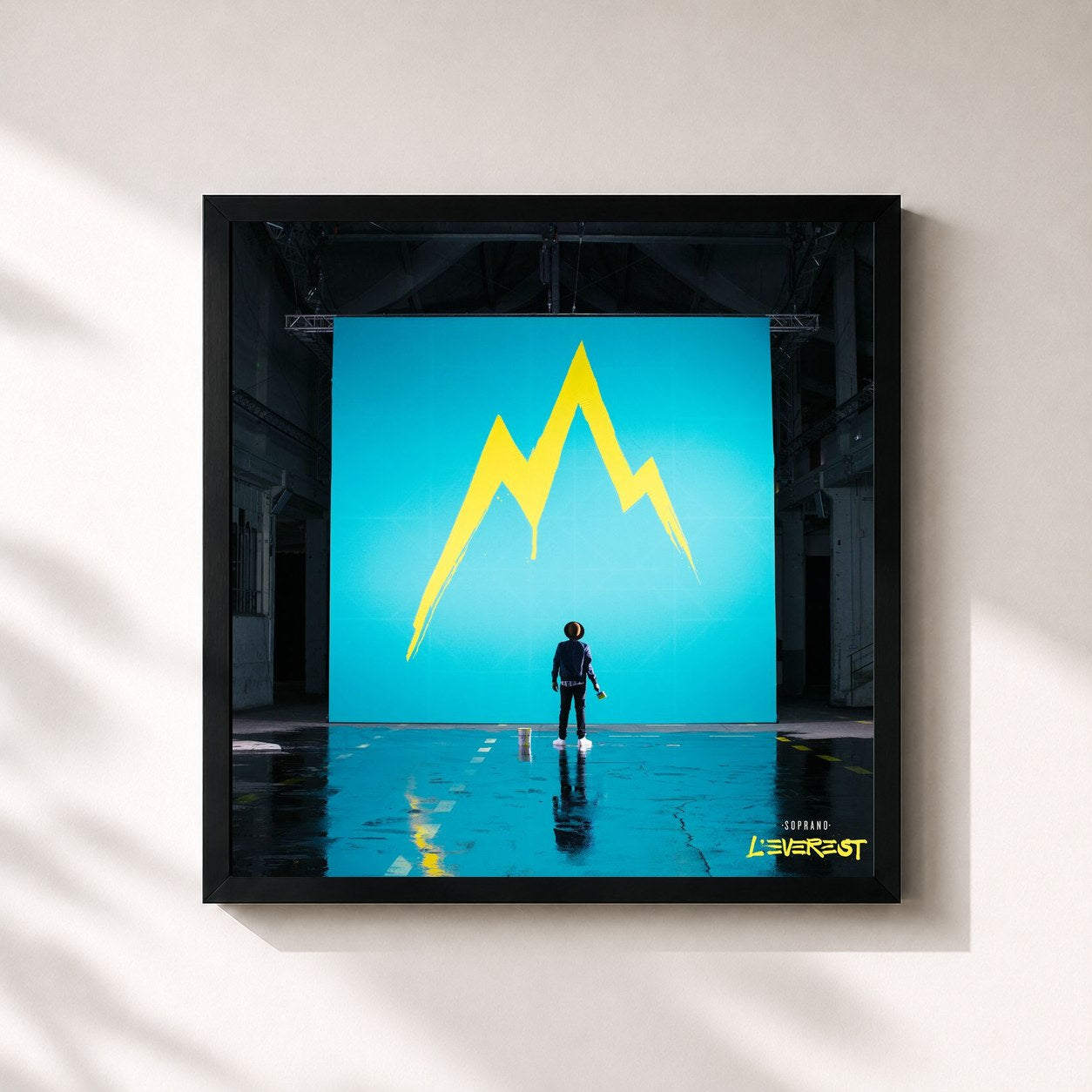 #noir L'Everest (Deluxe Edition) de Soprano en lámina cuadrada enmarcada, marco negro de 32x32 cm