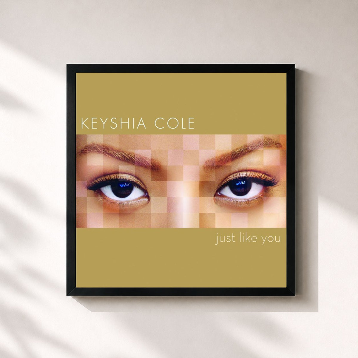 #noir Tableau carré de l'album Just Like You de Keyshia Cole, cadre noir 32x32 cm