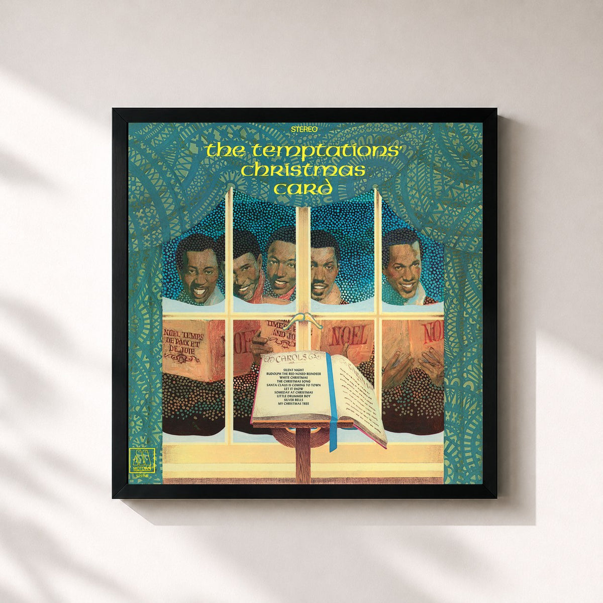 #noir The Temptations' Christmas Card de The Temptations en lámina cuadrada enmarcada, marco negro de 32x32 cm