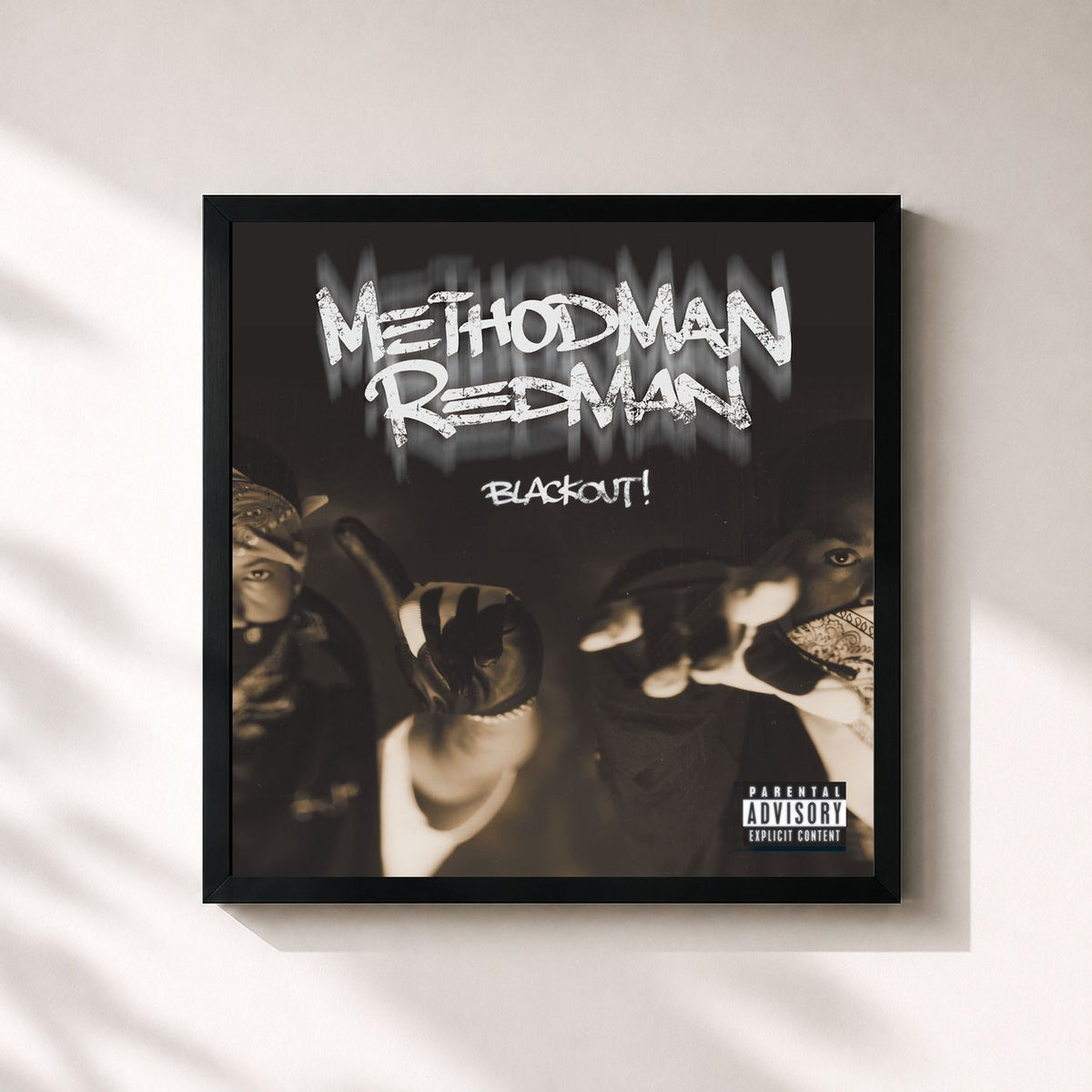#noir Tableau carré de l'album Blackout! de Method Man, cadre noir 32x32 cm