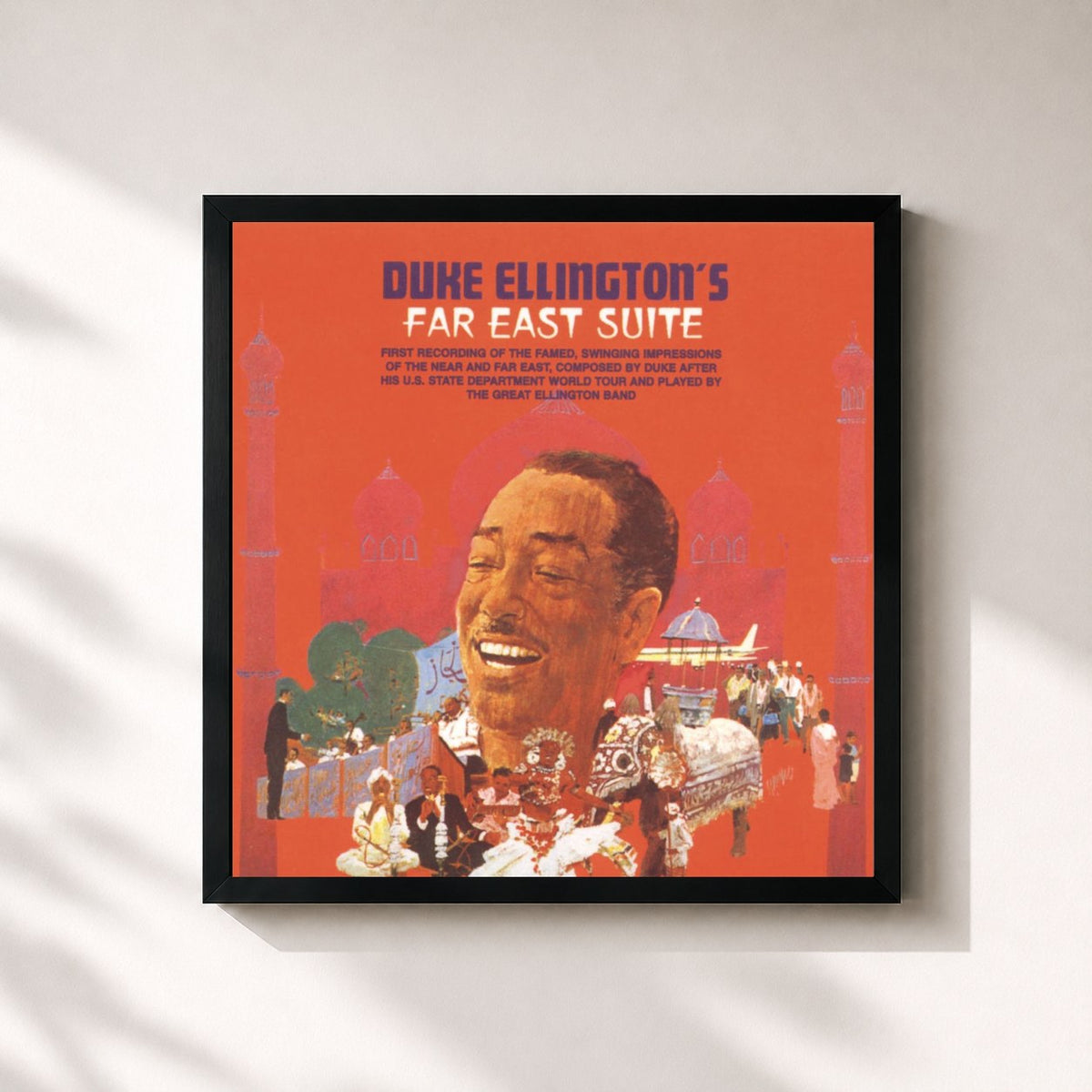 #noir Tableau carré de l'album Far East Suite de Duke Ellington, cadre noir 32x32 cm