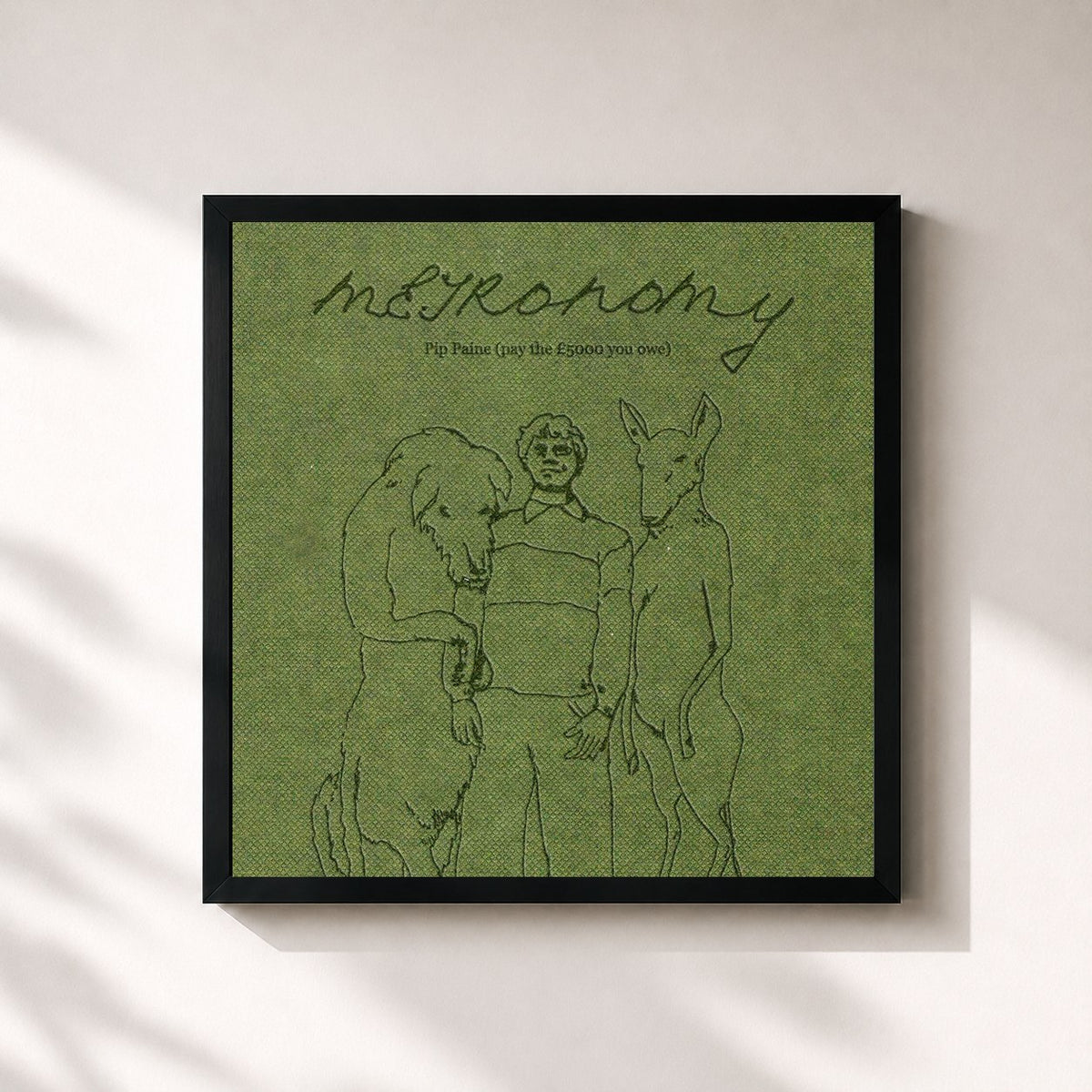 #noir Tableau carré de l'album Pip Paine (Pay The £5000 You Owe) de Metronomy, cadre noir 32x32 cm
