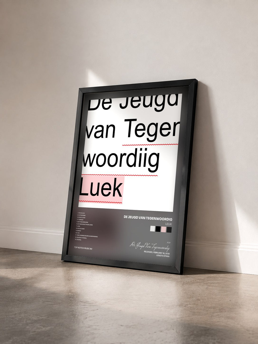 #noir Tableau de l'album Leuk de De Jeugd Van Tegenwoordig vu de trois quarts, cadre noir
