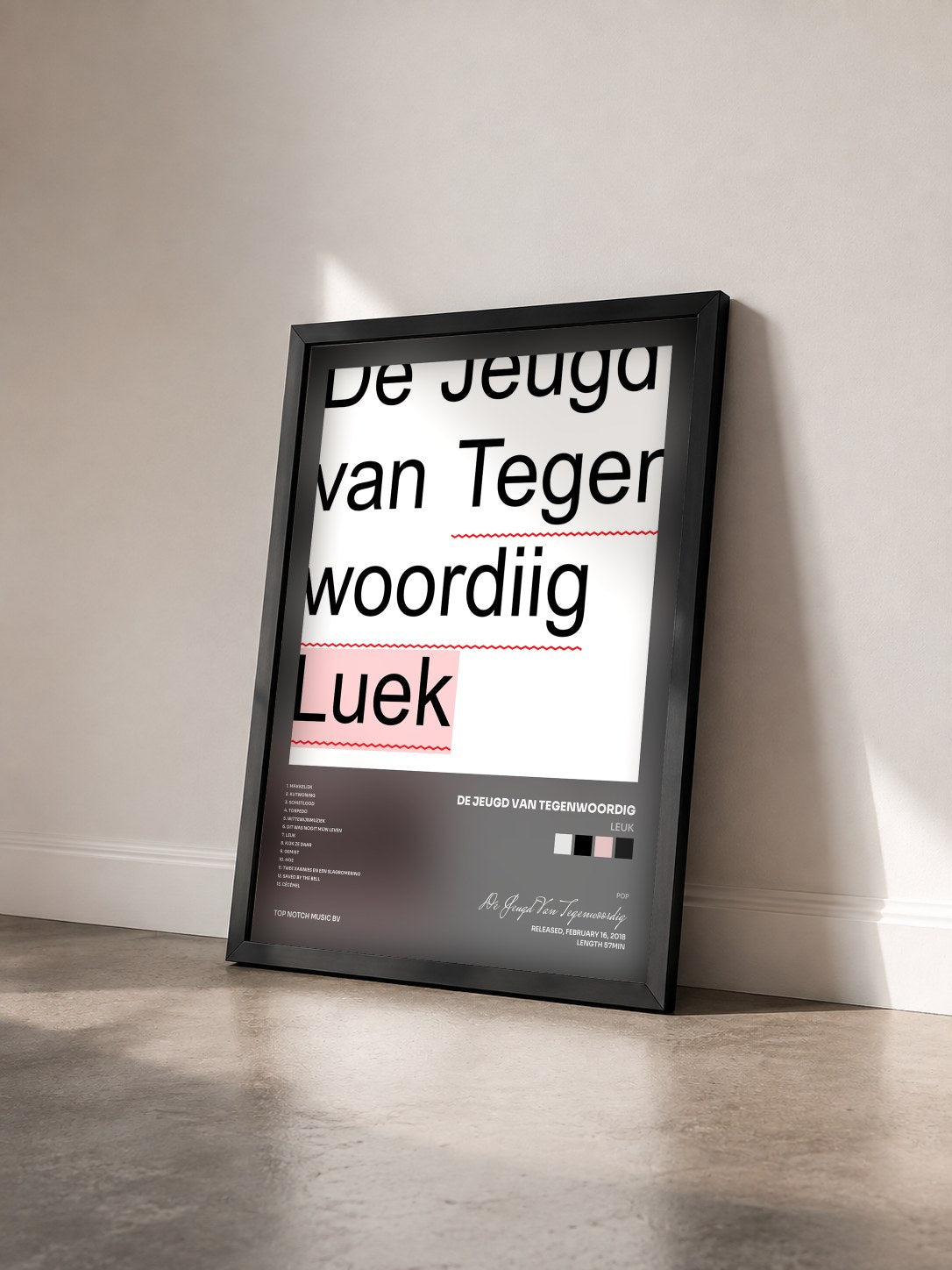 #noir Tableau de l'album Leuk de De Jeugd Van Tegenwoordig vu de trois quarts, cadre noir