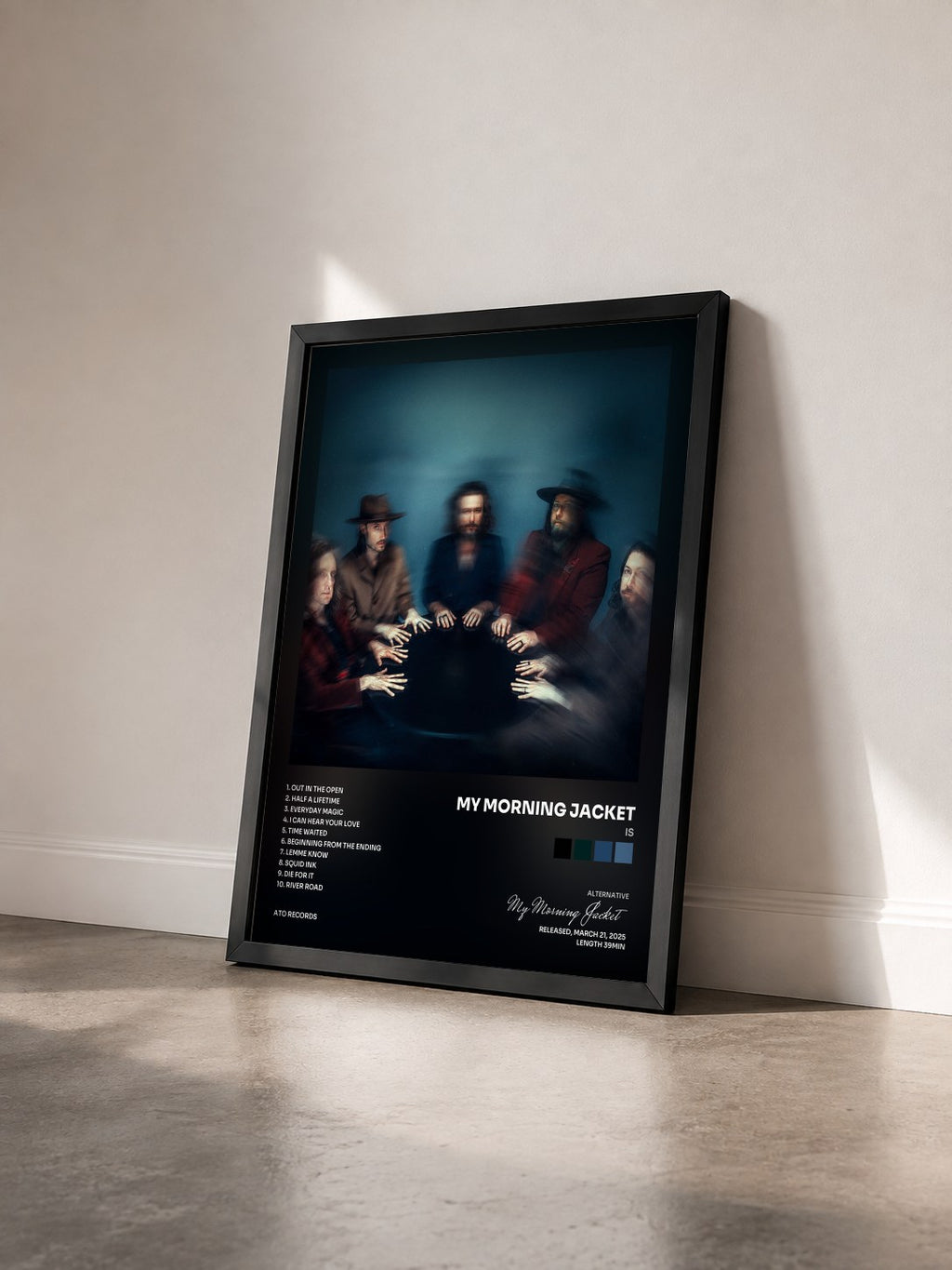 #noir Tableau de l'album is de My Morning Jacket vu de trois quarts, cadre noir