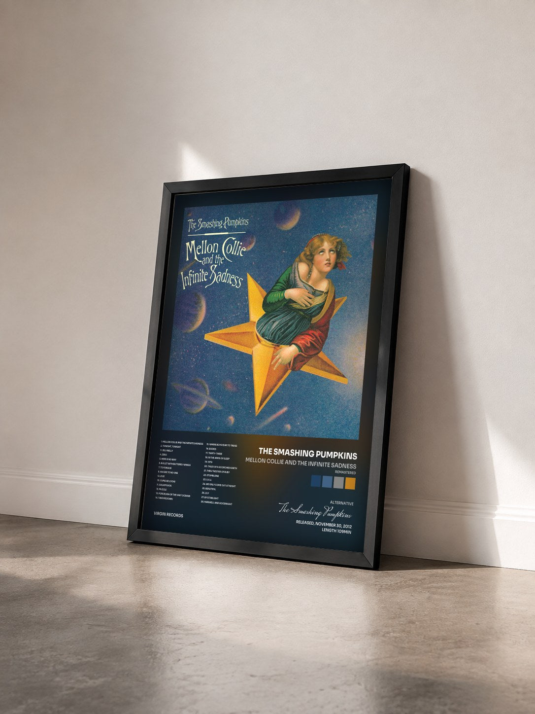 #noir Mellon Collie And The Infinite Sadness (Remastered) de The Smashing Pumpkins en lámina enmarcada vista de tres cuartos, marco negro