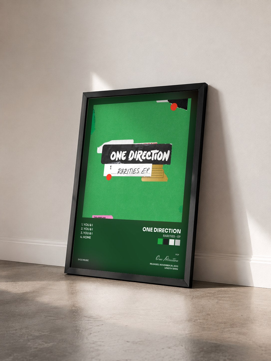 #noir Rarities - EP by One Direction as a framed art print seen at an angle, black frame