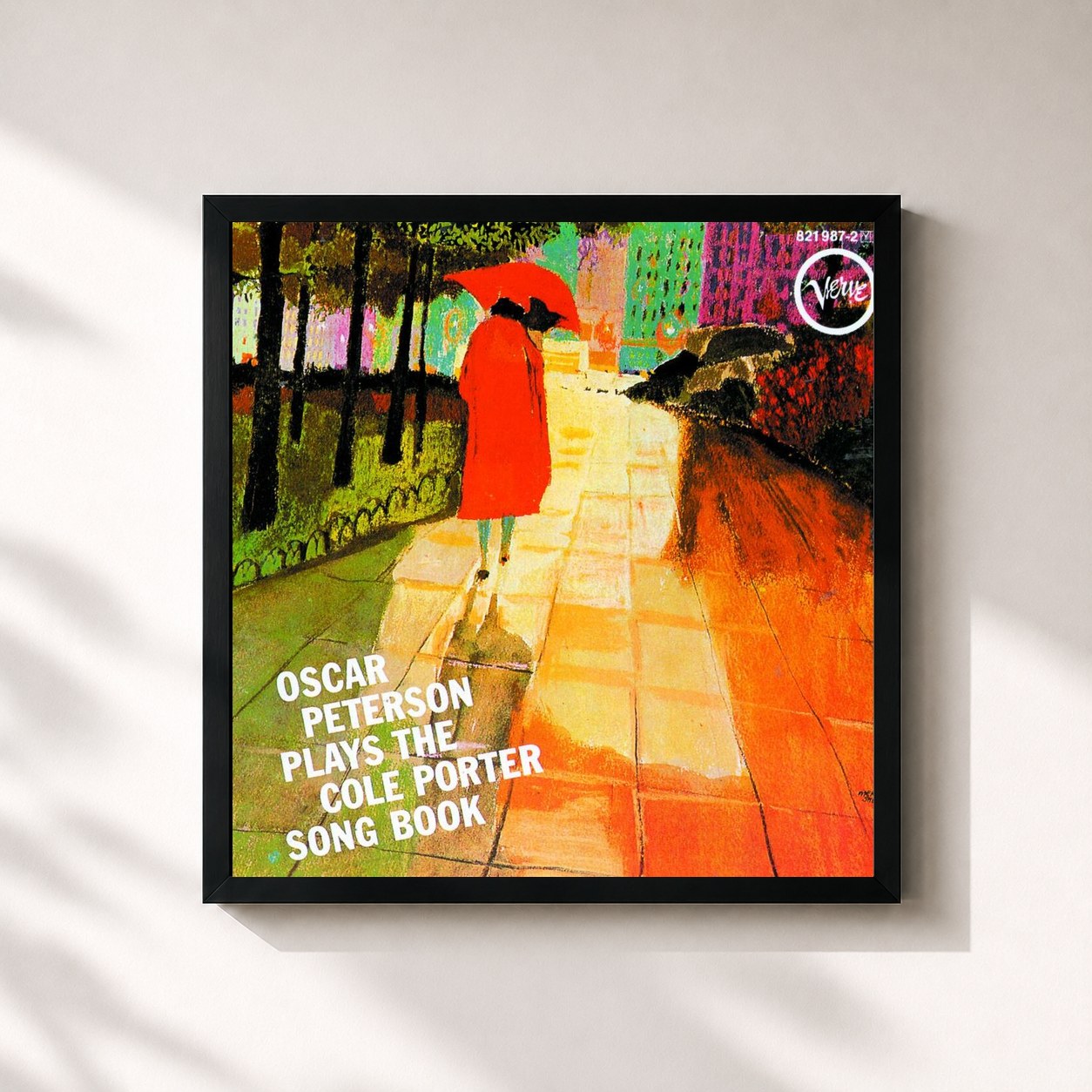 #noir Tableau carré de l'album Oscar Peterson Plays The Cole Porter Songbook de Oscar Peterson, cadre noir 32x32 cm