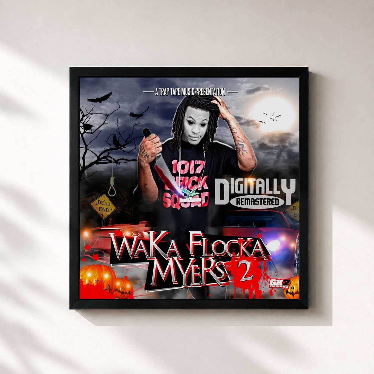 #noir Tableau carré de l'album Waka Flocka Myers 2 de Waka Flocka Flame, cadre noir 32x32 cm