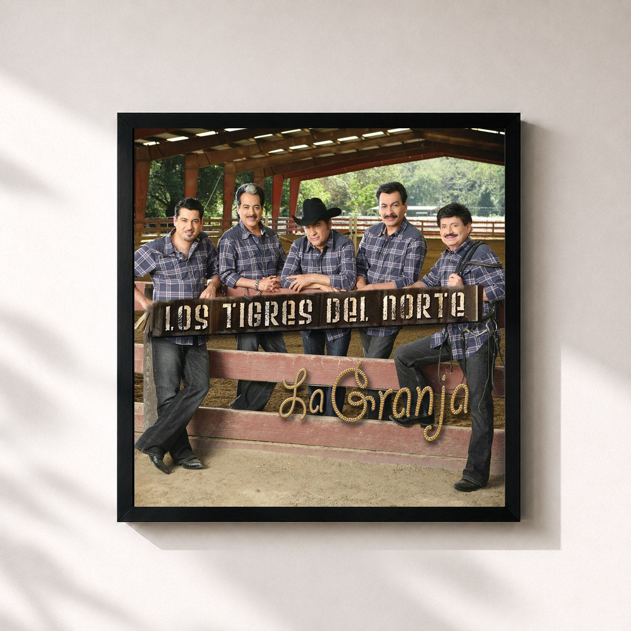 #noir Tableau carré de l'album La Granja de Los Tigres del Norte, cadre noir 32x32 cm