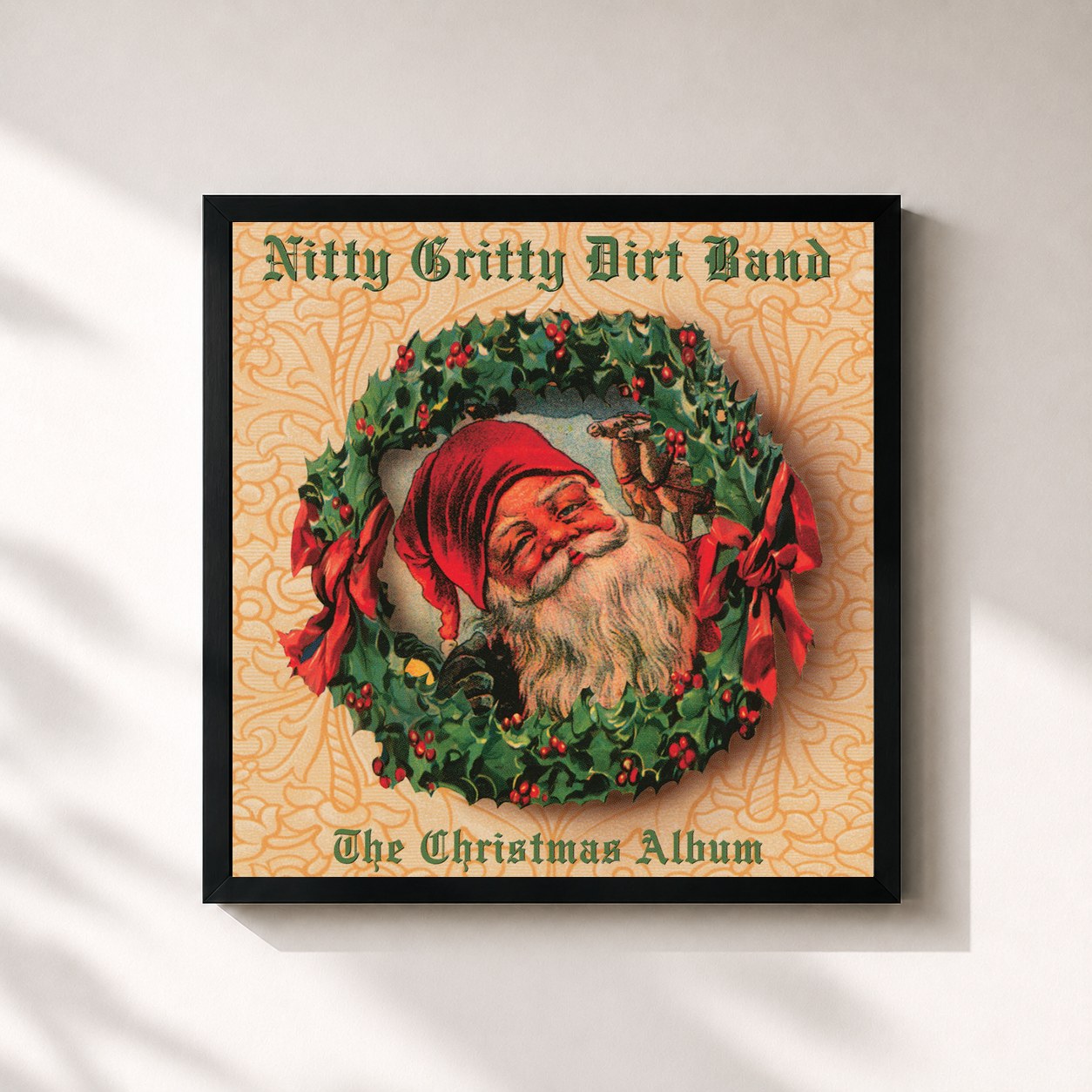#noir Tableau carré de l'album The Christmas Album de Nitty Gritty Dirt Band, cadre noir 32x32 cm