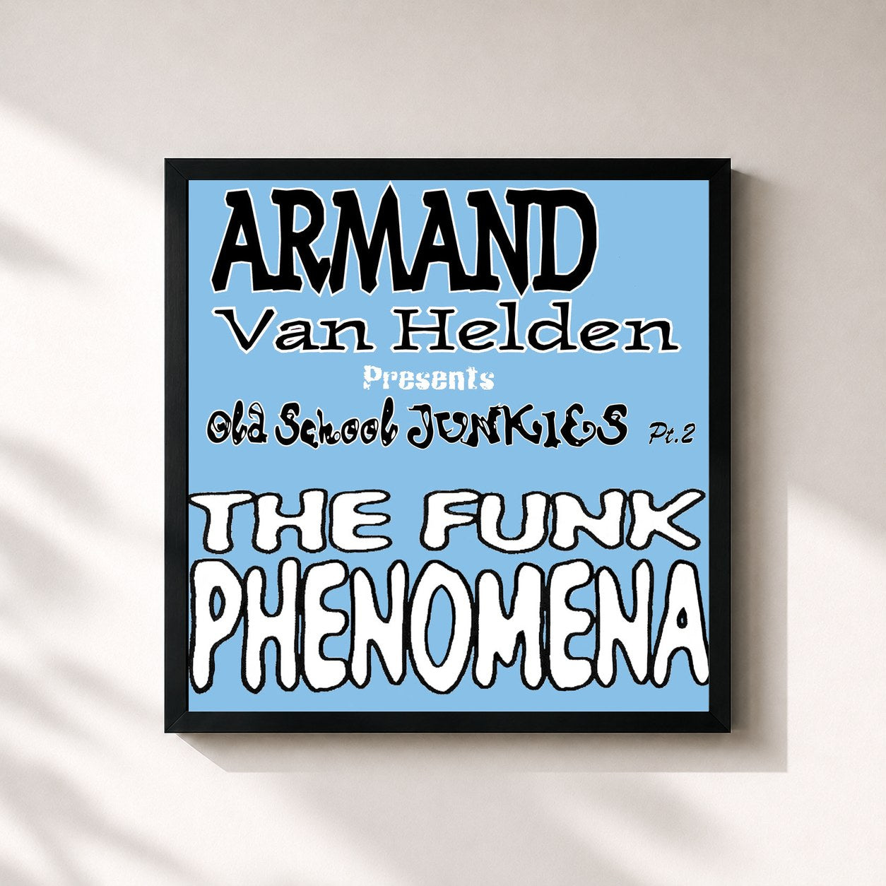 #noir Tableau carré de l'album The Funk Phenomena (The Remixes) de Armand van Helden, cadre noir 32x32 cm