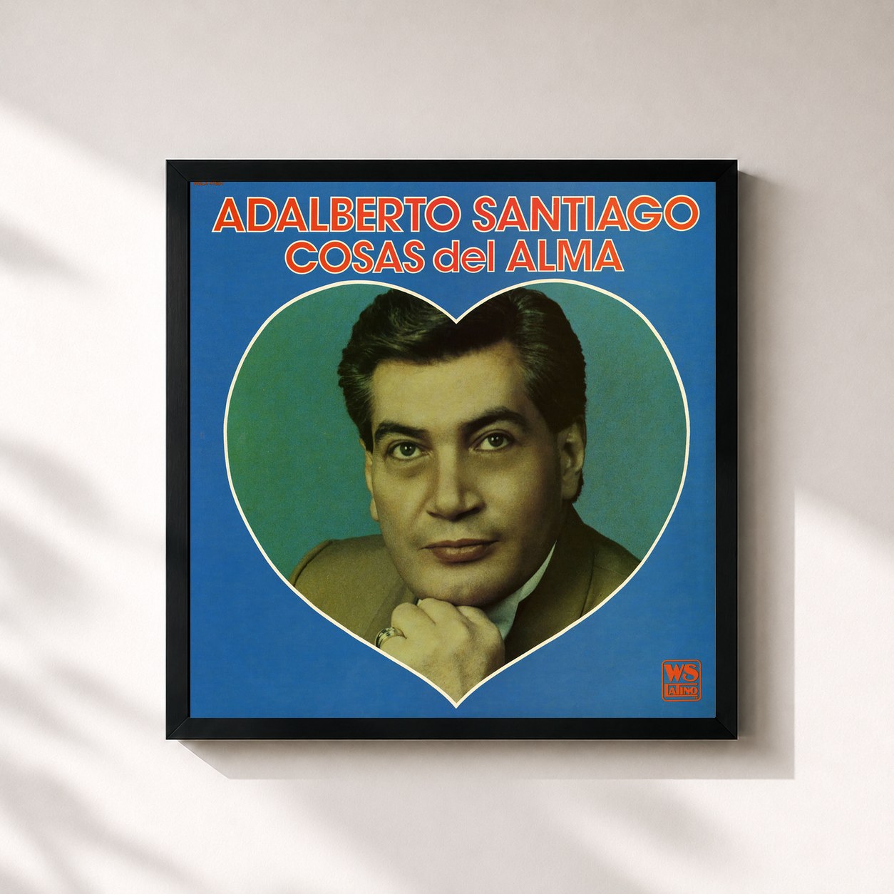 #noir Tableau carré de l'album Cosas del Alma de Adalberto Santiago, cadre noir 32x32 cm