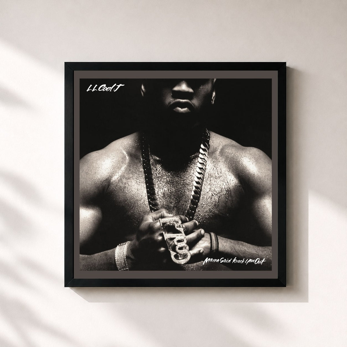 #noir Tableau carré de l'album Mama Said Knock You Out (Deluxe Edition) de LL Cool J, cadre noir 32x32 cm