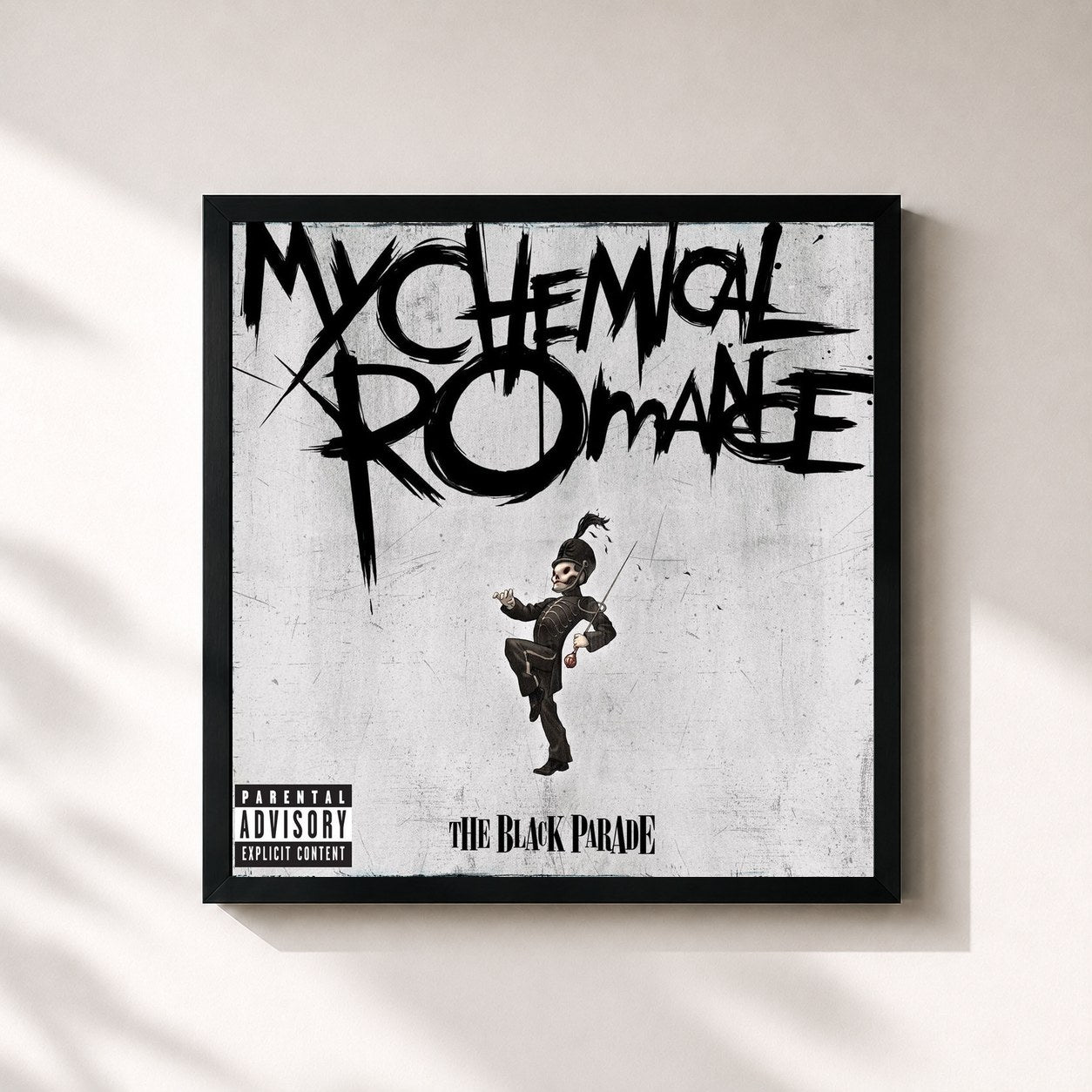 #noir Tableau carré de l'album The Black Parade de My Chemical Romance, cadre noir 32x32 cm