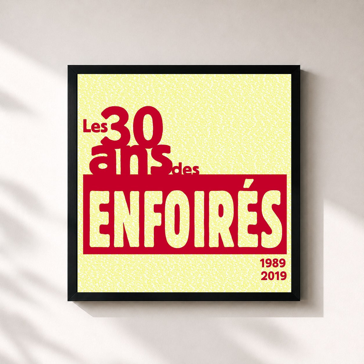 #noir Tableau carré de l'album Les 30 ans des Enfoirés 1989 2019 de Les Enfoirés, cadre noir 32x32 cm