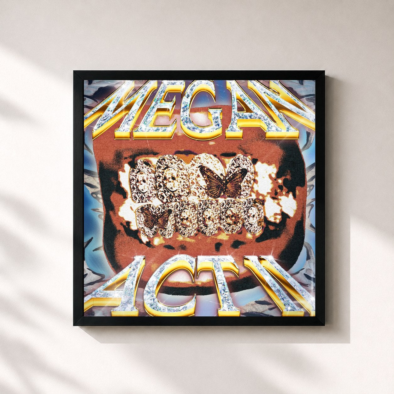 #noir Tableau carré de l'album MEGAN: ACT II de Megan Thee Stallion, cadre noir 32x32 cm