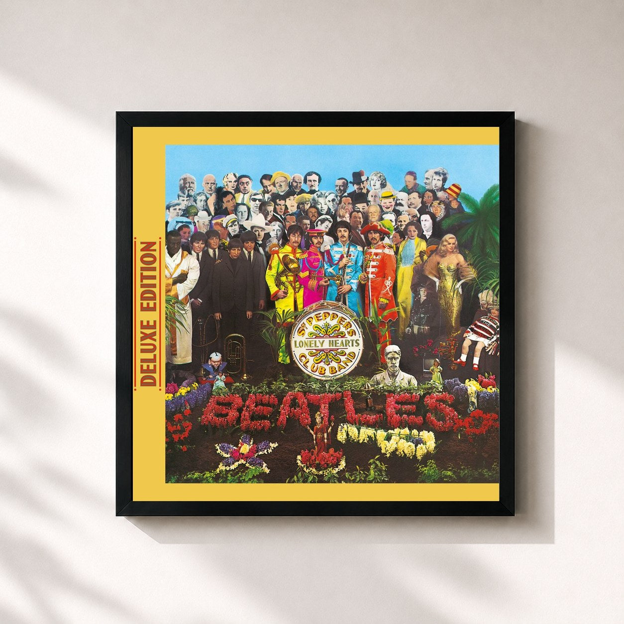 #noir Sgt. Pepper's Lonely Hearts Club Band (Deluxe Edition) by The Beatles as a square framed art print, black 32x32 cm frame