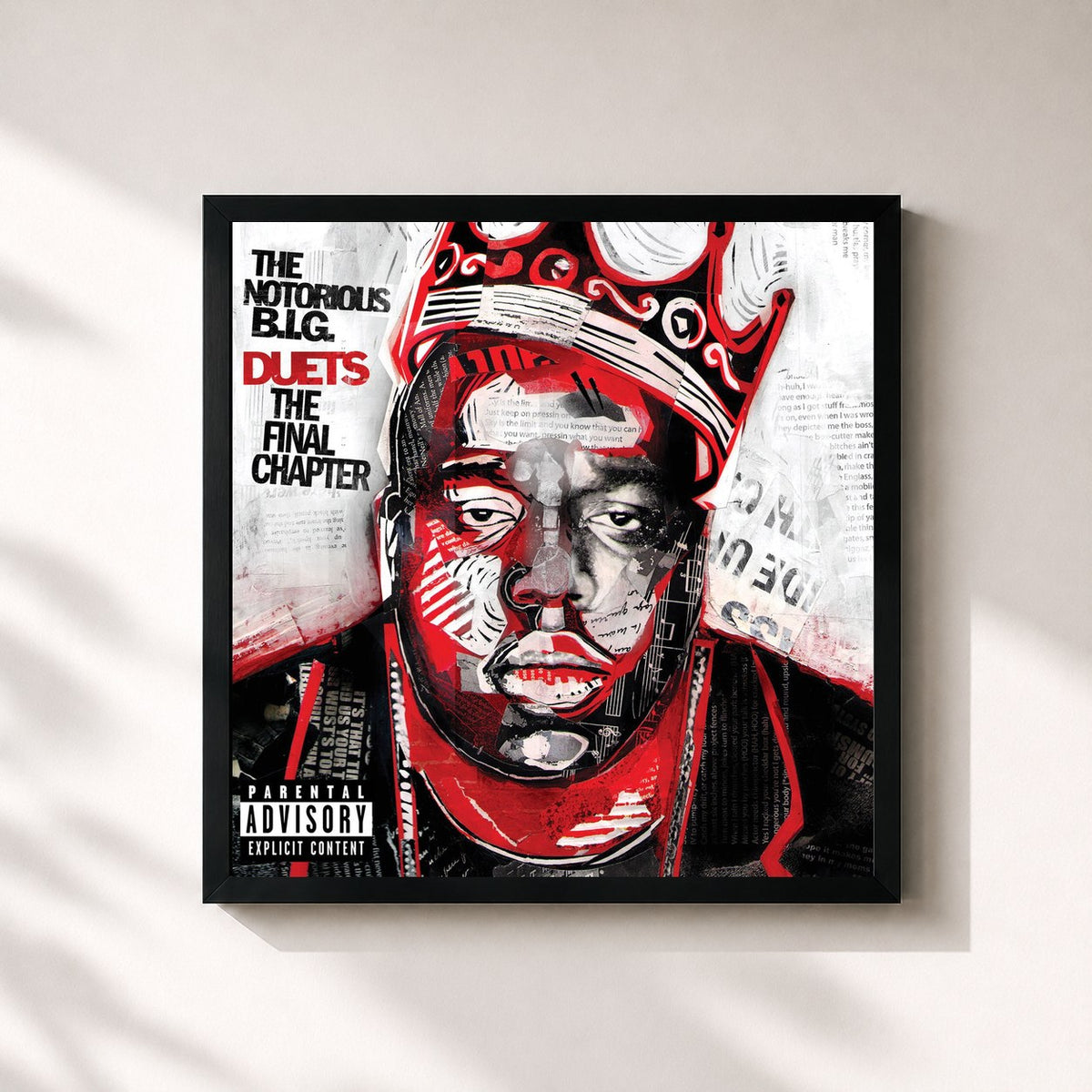 #noir Tableau carré de l'album Duets: The Final Chapter de The Notorious B.I.G., cadre noir 32x32 cm