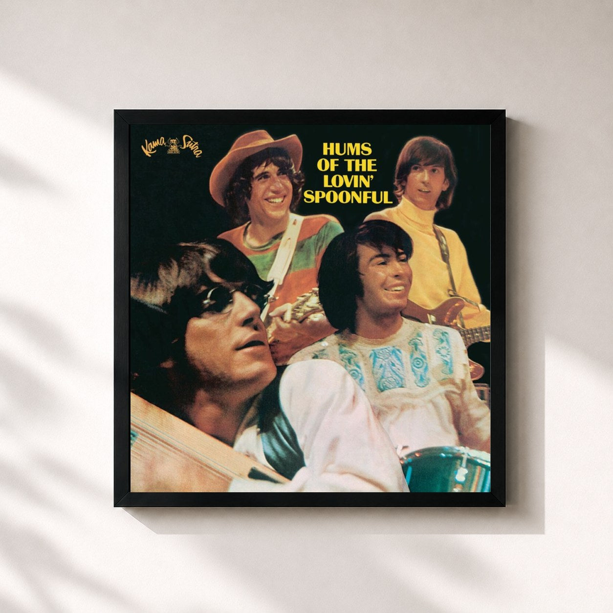 #noir Tableau carré de l'album Hums Of The Lovin' Spoonful de The Lovin' Spoonful, cadre noir 32x32 cm