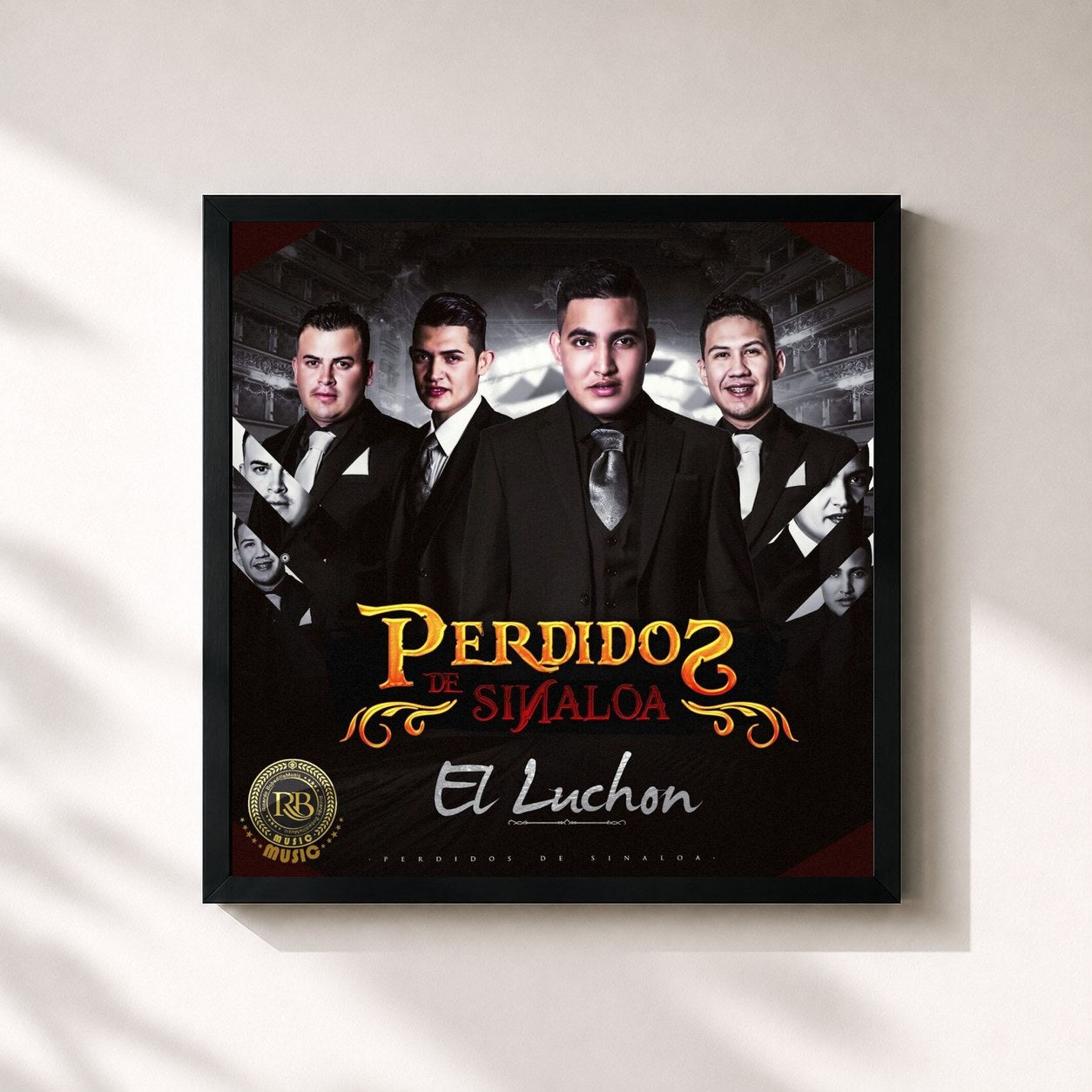 #noir Tableau carré de l'album El Luchon de Perdidos De Sinaloa, cadre noir 32x32 cm