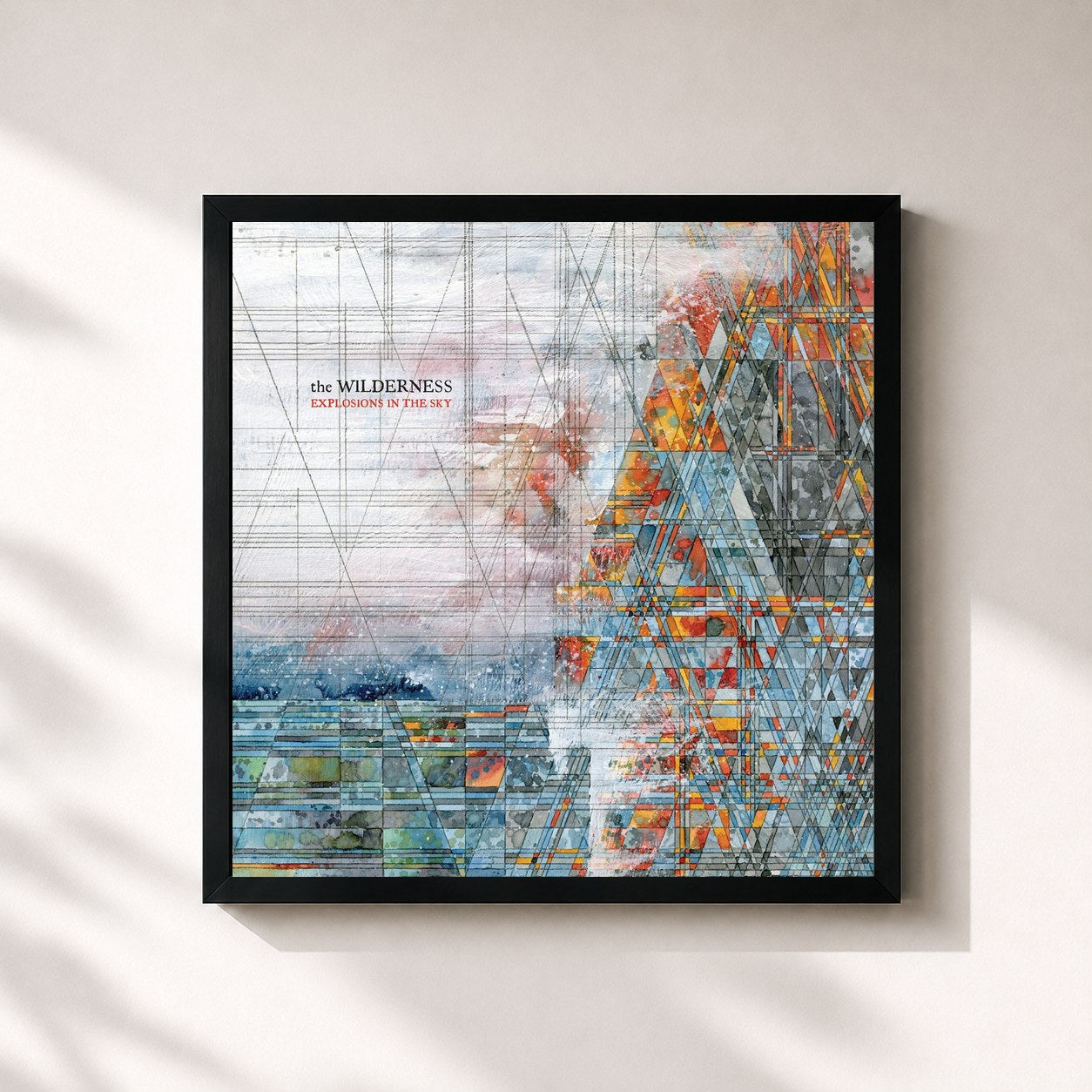 #noir Tableau carré de l'album The Wilderness de Explosions in the Sky, cadre noir 32x32 cm