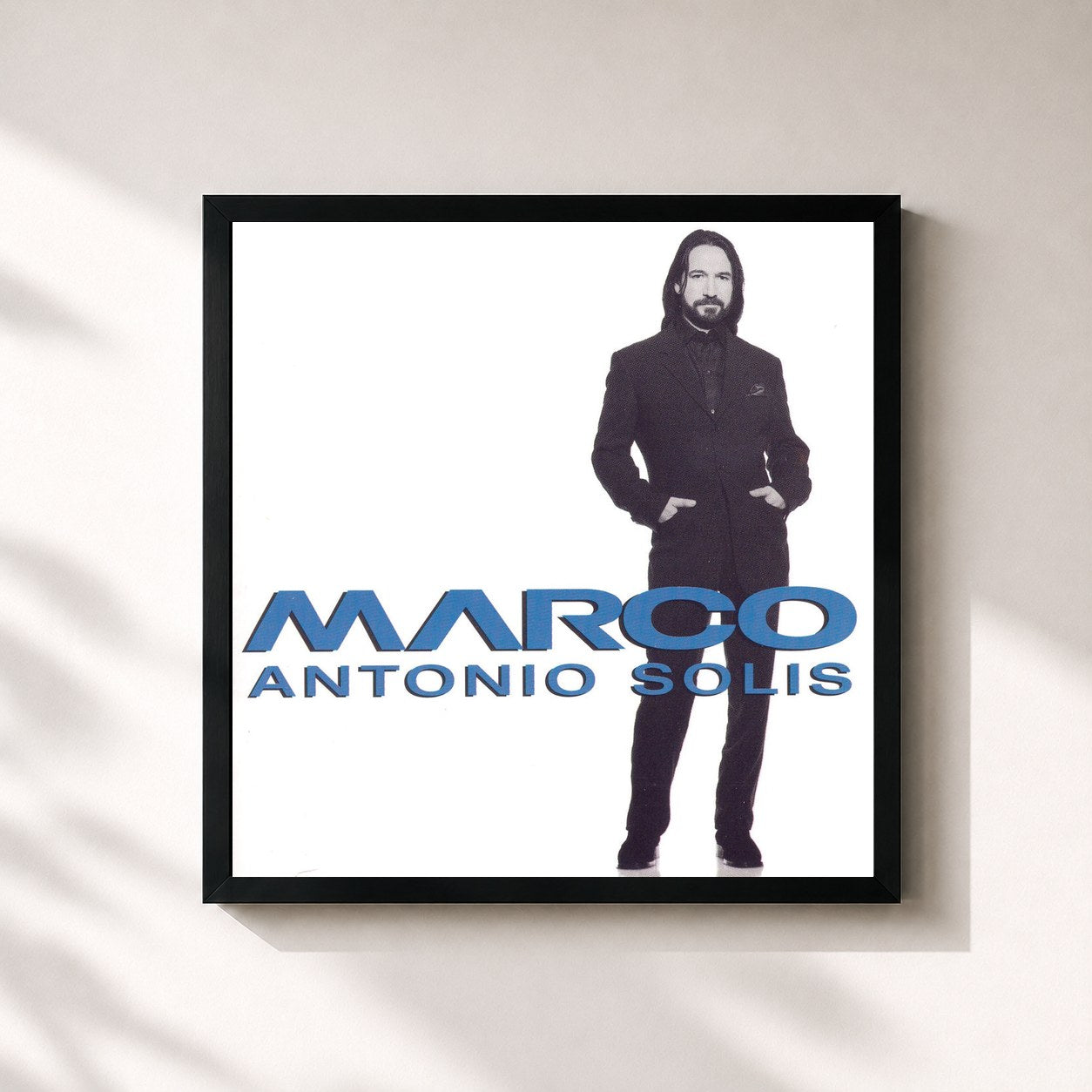 #noir Tableau carré de l'album Marco Antonio Solis de Marco Antonio Solís, cadre noir 32x32 cm