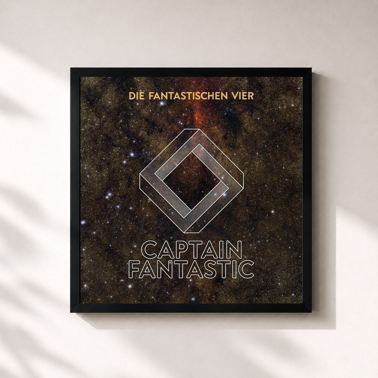 #noir Tableau carré de l'album Captain Fantastic de Die Fantastischen Vier, cadre noir 32x32 cm