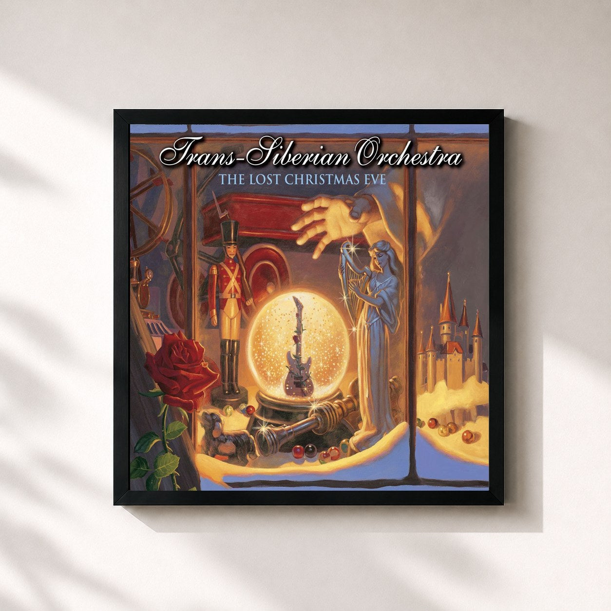 #noir Tableau carré de l'album The Lost Christmas Eve de Trans-Siberian Orchestra, cadre noir 32x32 cm