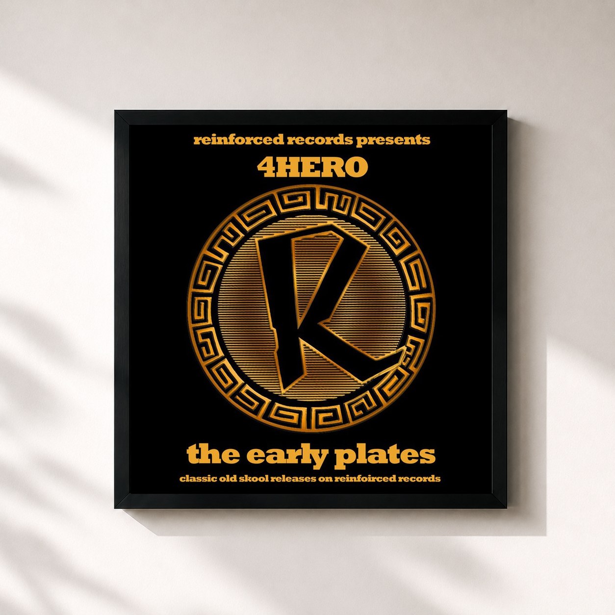 #noir Tableau carré de l'album Reinforced Presents 4hero - The Early Plates de 4hero, cadre noir 32x32 cm
