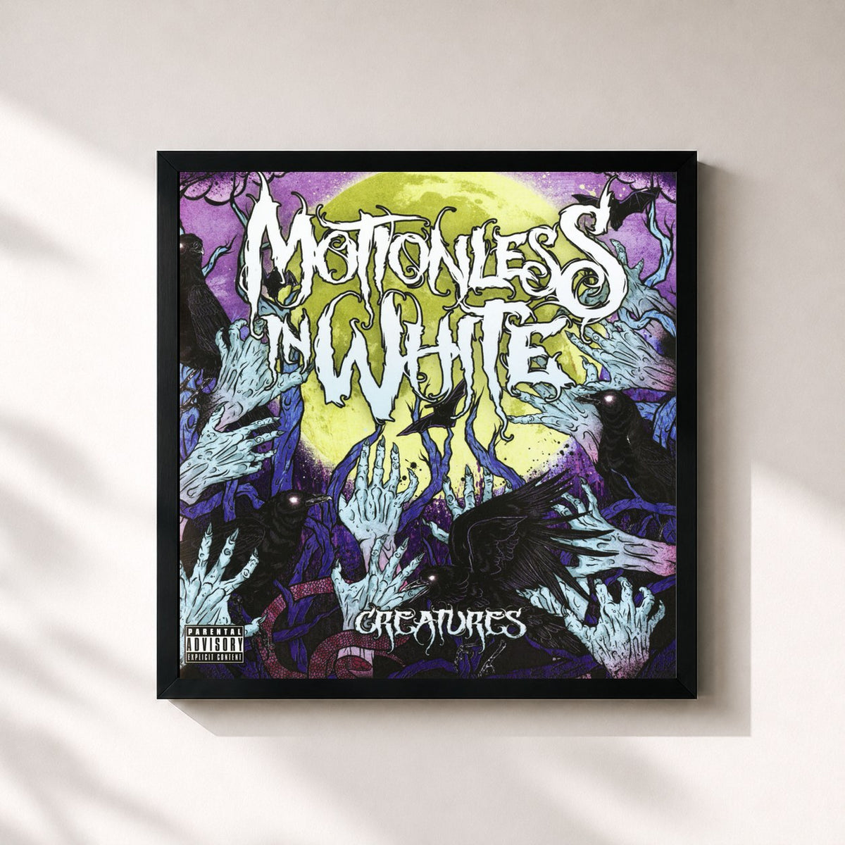 #noir Tableau carré de l'album Creatures de Motionless In White, cadre noir 32x32 cm