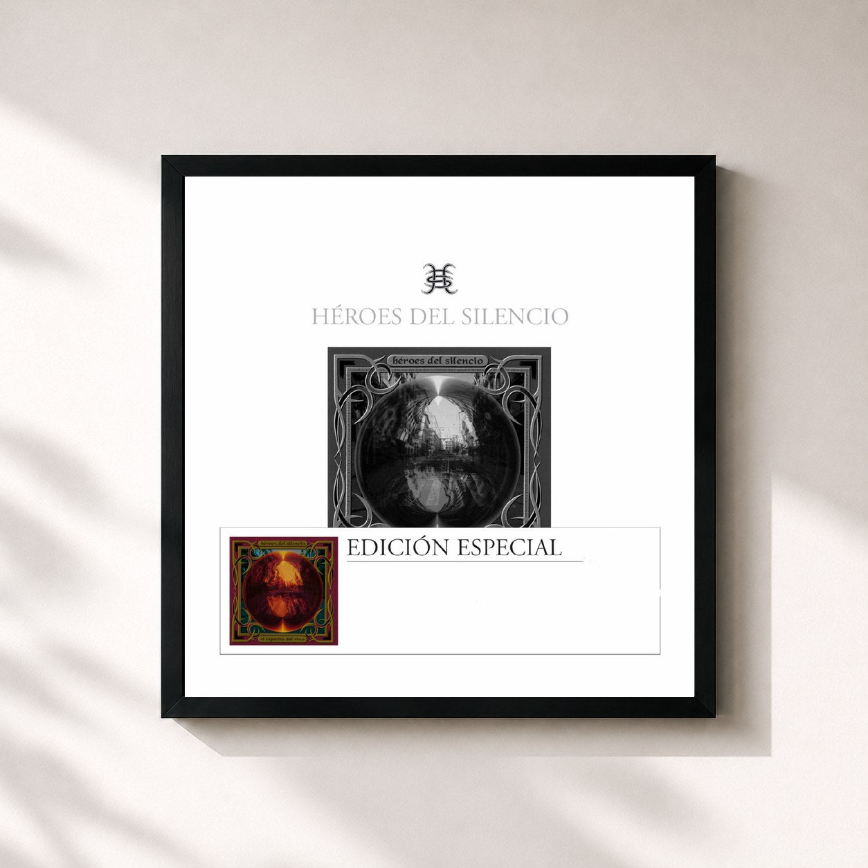#noir Tableau carré de l'album El Espíritu Del Vino- Edición Especial de Héroes del Silencio, cadre noir 32x32 cm