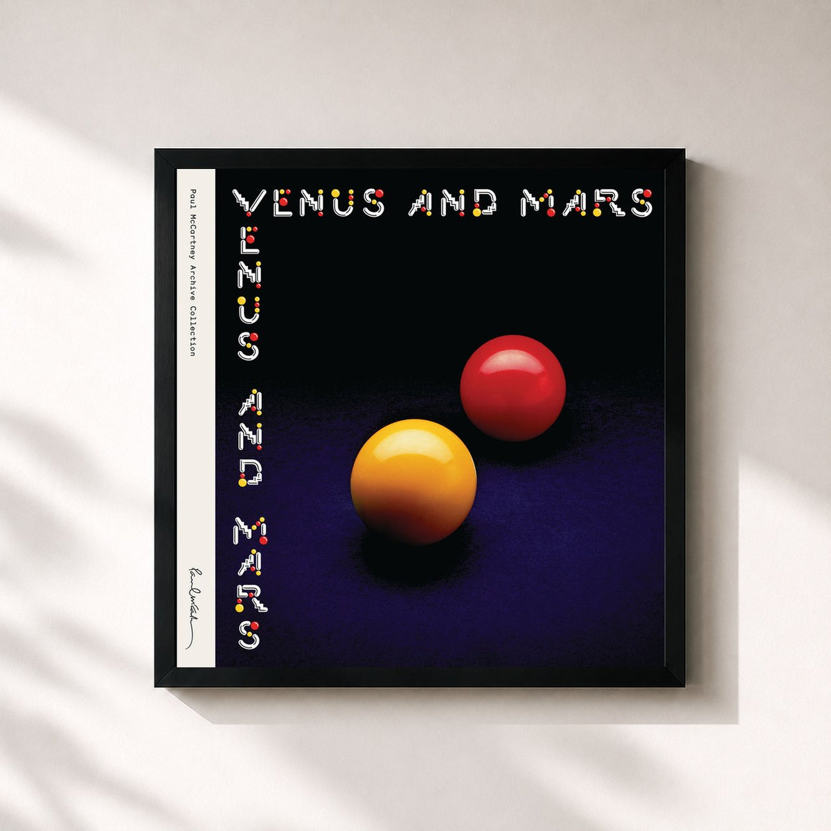 #noir Tableau carré de l'album Venus And Mars (Archive Collection) de Paul McCartney, cadre noir 32x32 cm