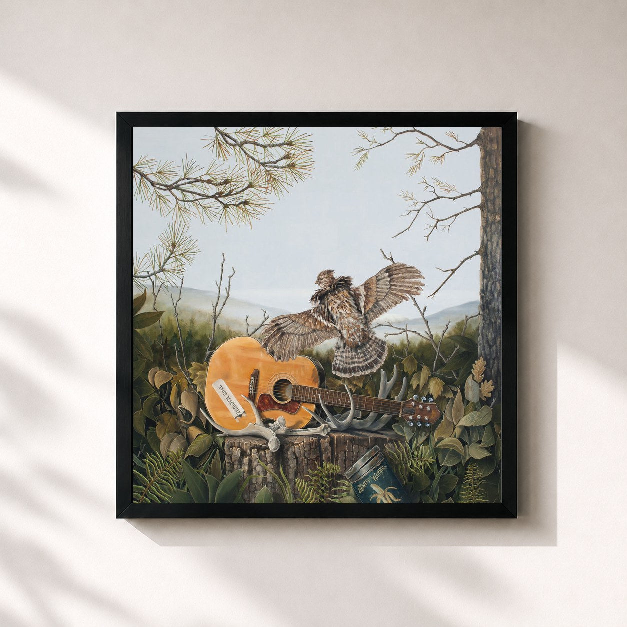 #noir Tableau carré de l'album This Machine de The Dandy Warhols, cadre noir 32x32 cm