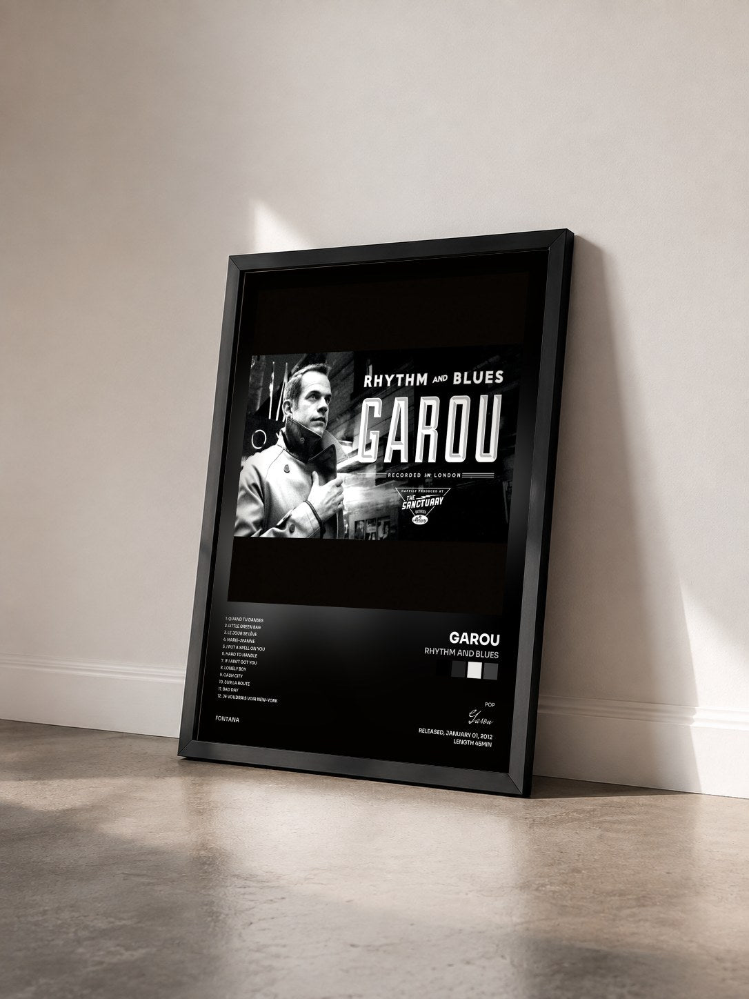 #noir Rhythm And Blues by Garou as a framed art print seen at an angle, black frame