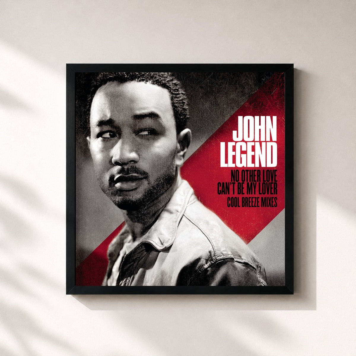 #noir Tableau carré de l'album No Other Love / Can't Be My Lover - Cool Breeze Mixes de John Legend, cadre noir 32x32 cm