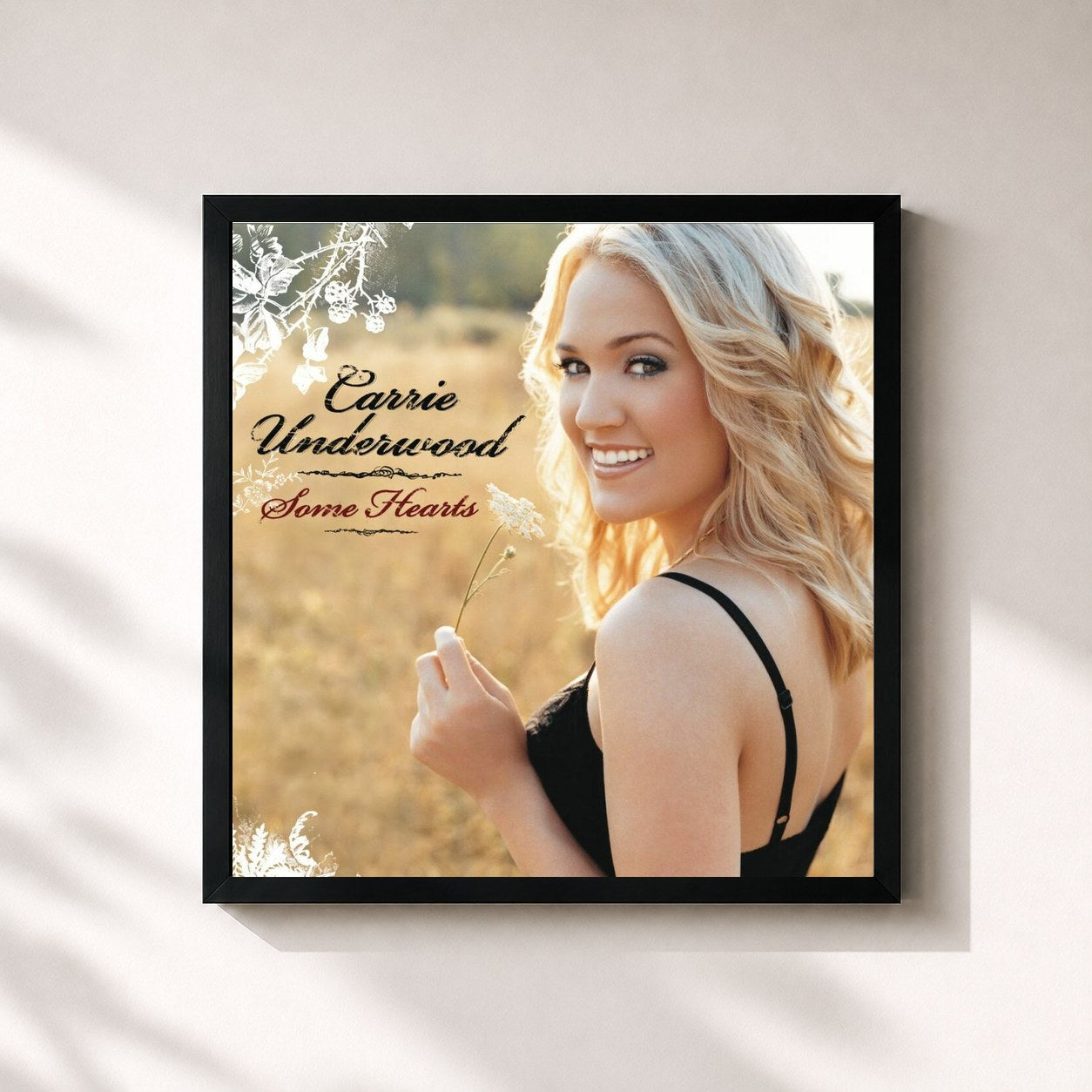 #noir Tableau carré de l'album Some Hearts de Carrie Underwood, cadre noir 32x32 cm