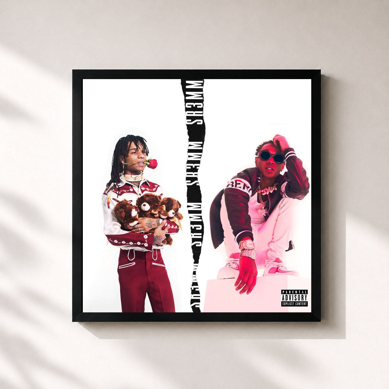 #noir SR3MM by Rae Sremmurd as a square framed art print, black 32x32 cm frame
