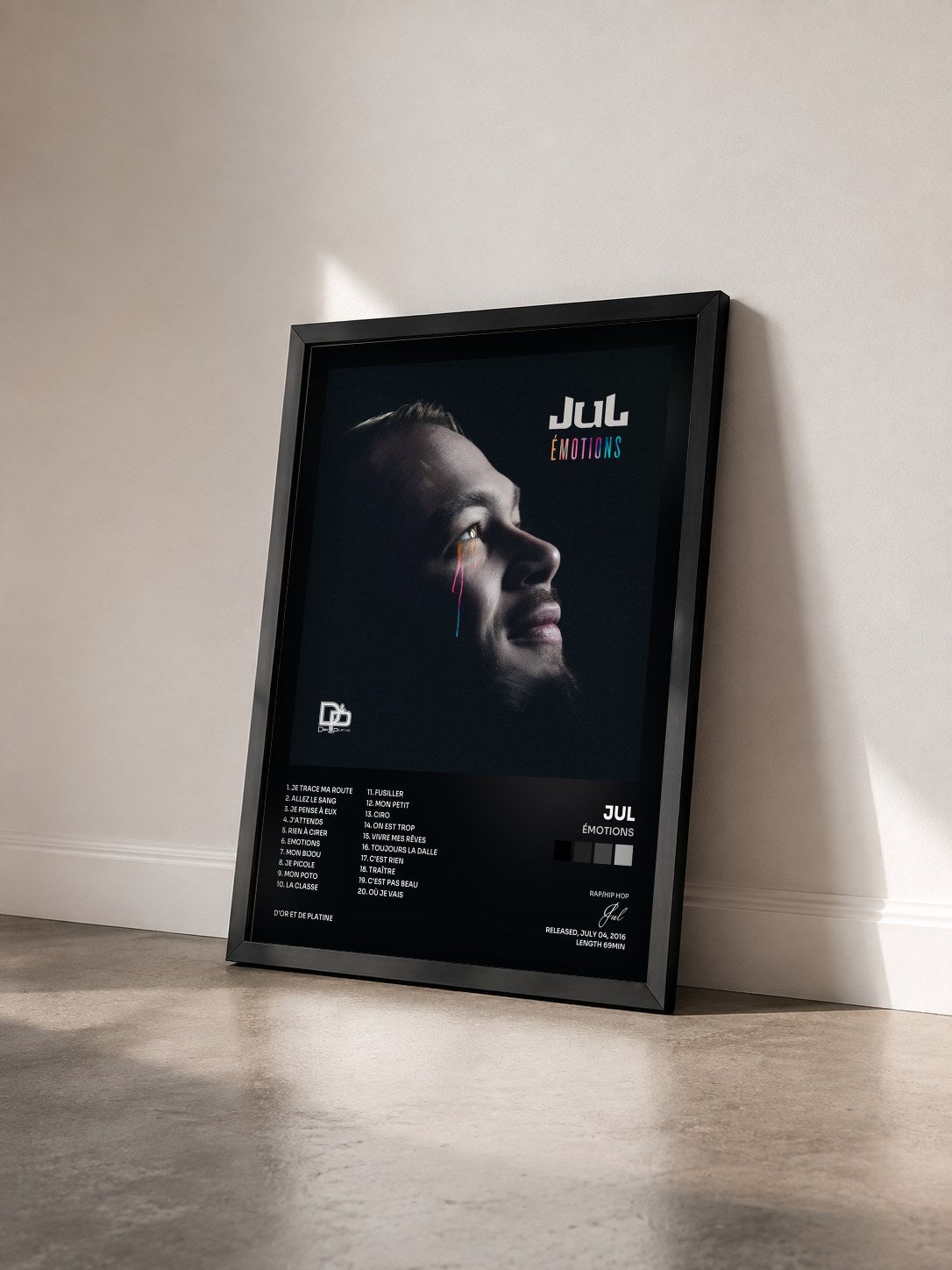 #noir Émotions von Jul als gerahmter Kunstdruck von schräg gesehen, schwarzer Rahmen