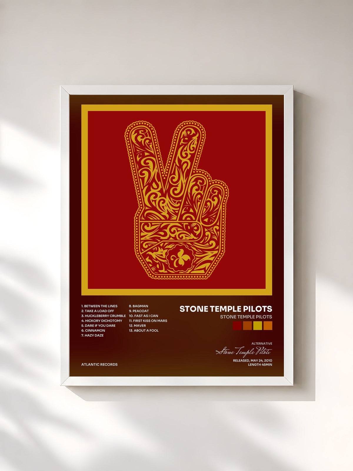 #blanc Tableau de l'album Stone Temple Pilots de Stone Temple Pilots, cadre blanc, imprimé et encadré en France