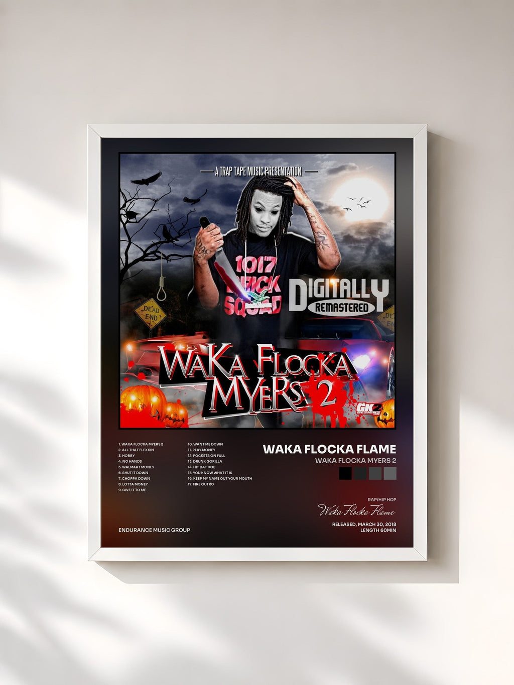#blanc Waka Flocka Myers 2 von Waka Flocka Flame als gerahmter Kunstdruck, weißer Rahmen, gedruckt und gerahmt in Frankreich