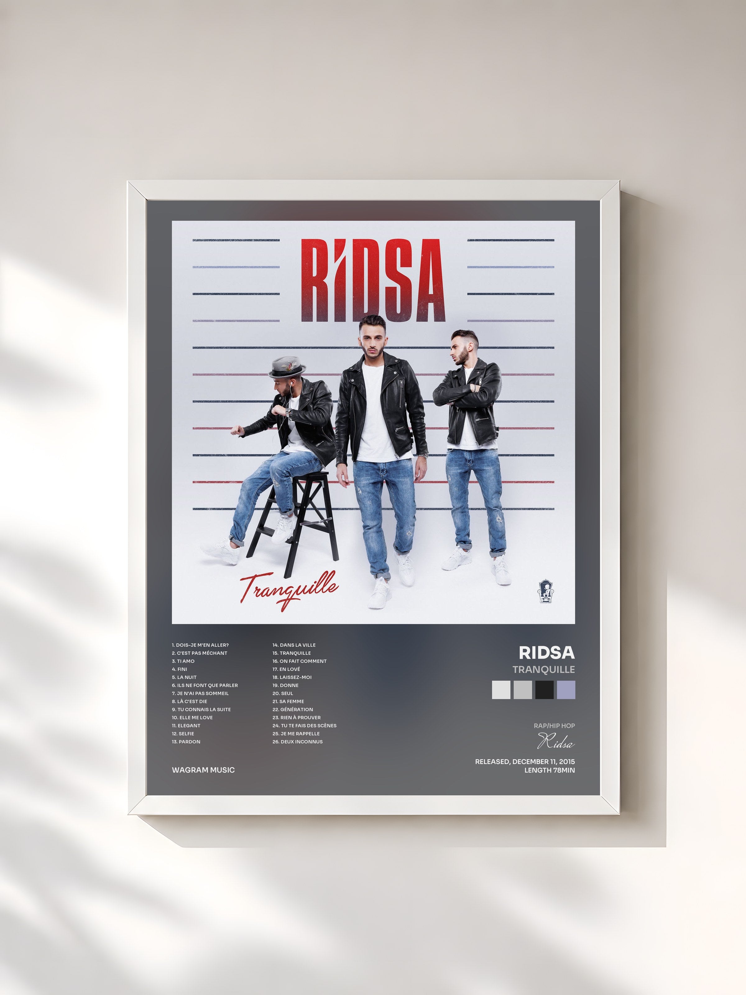 #blanc Tableau de l'album Tranquille de Ridsa, cadre blanc, imprimé et encadré en France