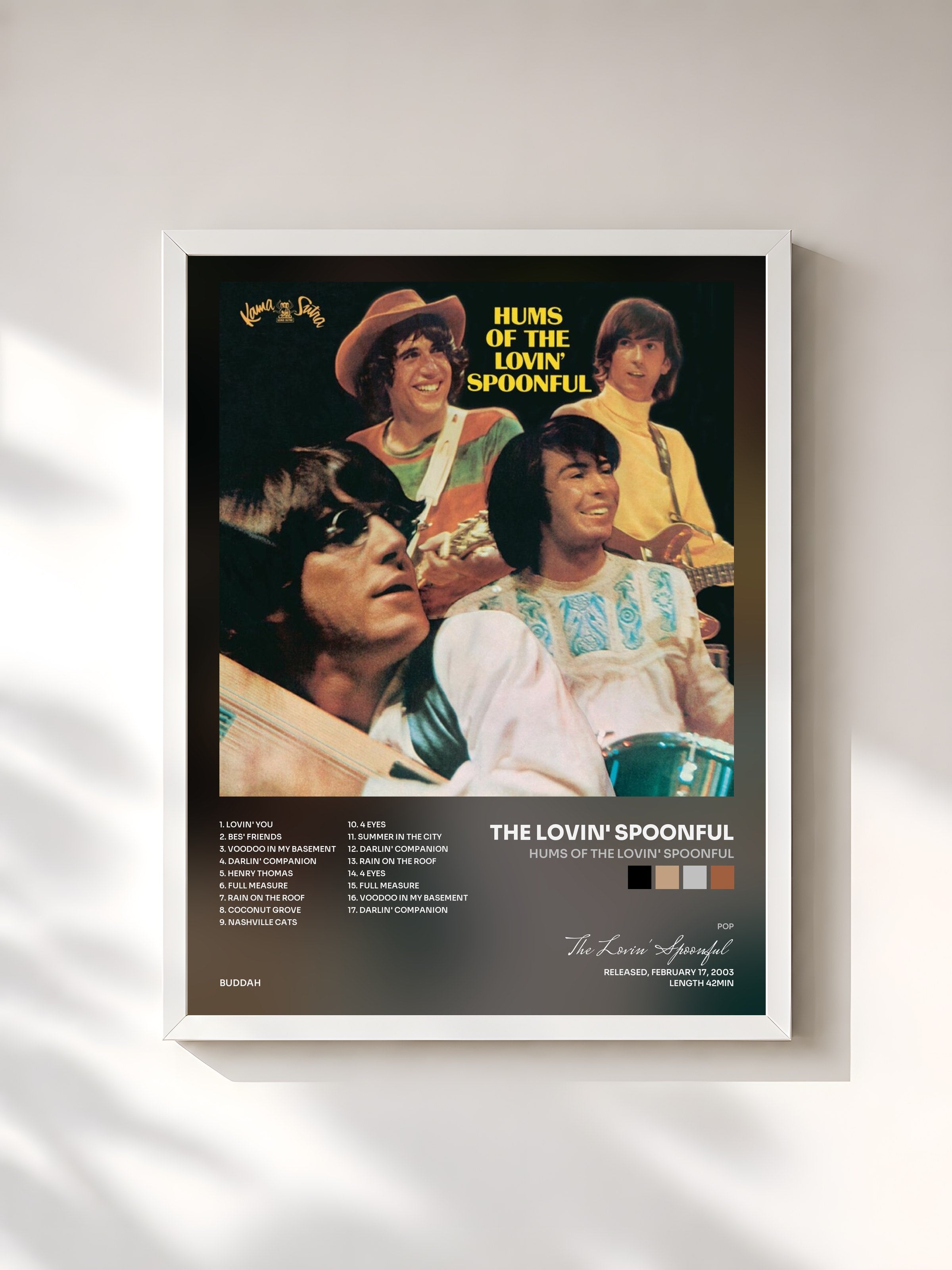 #blanc Tableau de l'album Hums Of The Lovin' Spoonful de The Lovin' Spoonful, cadre blanc, imprimé et encadré en France