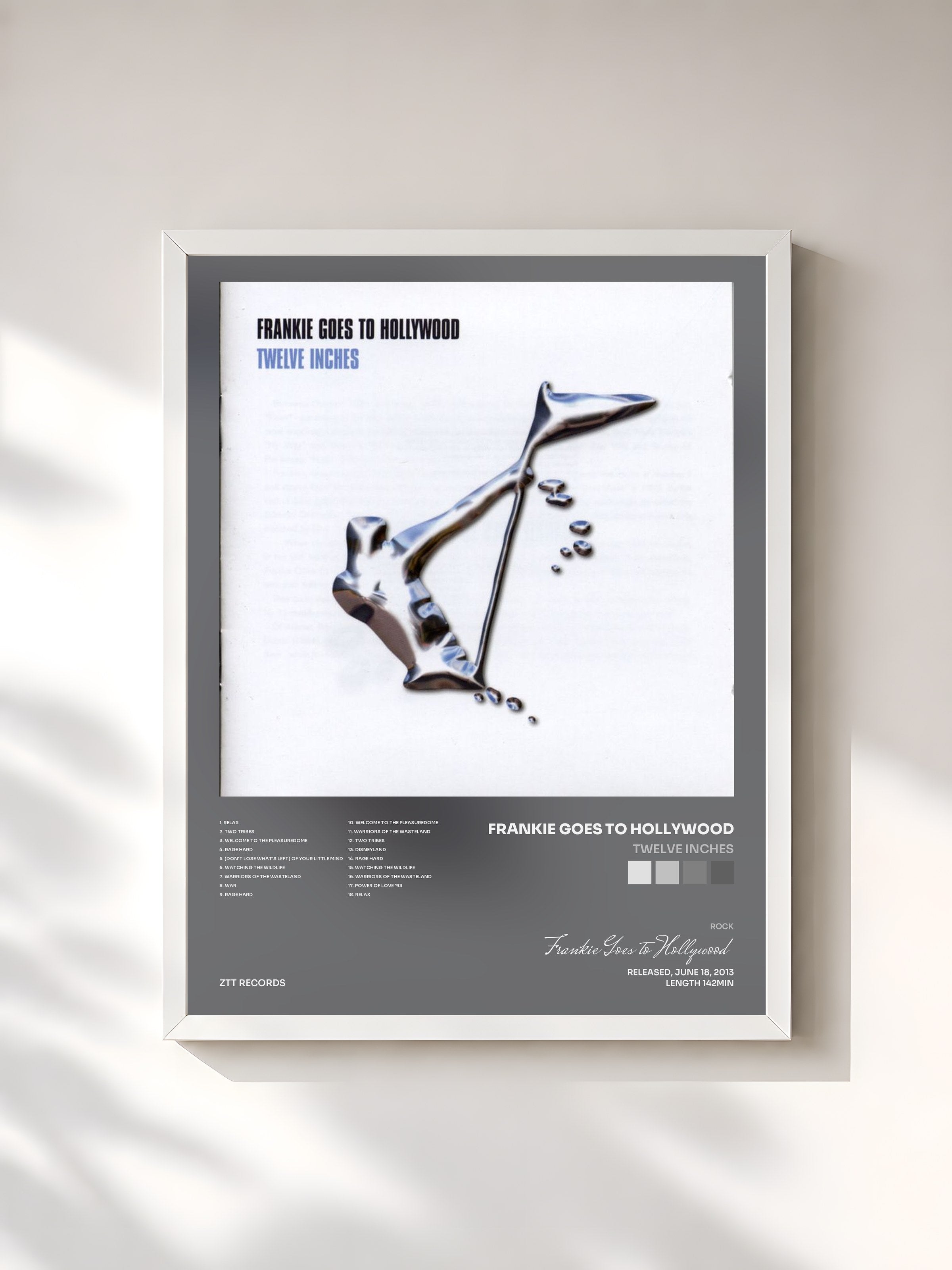 #blanc Tableau de l'album Twelve Inches de Frankie Goes to Hollywood, cadre blanc, imprimé et encadré en France